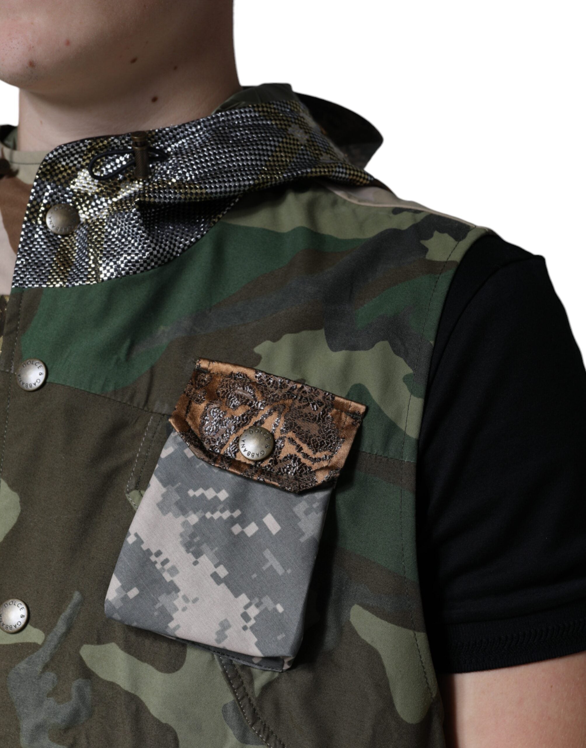 Multicolor Patchwork Hooded Vest Jacket - ventzia