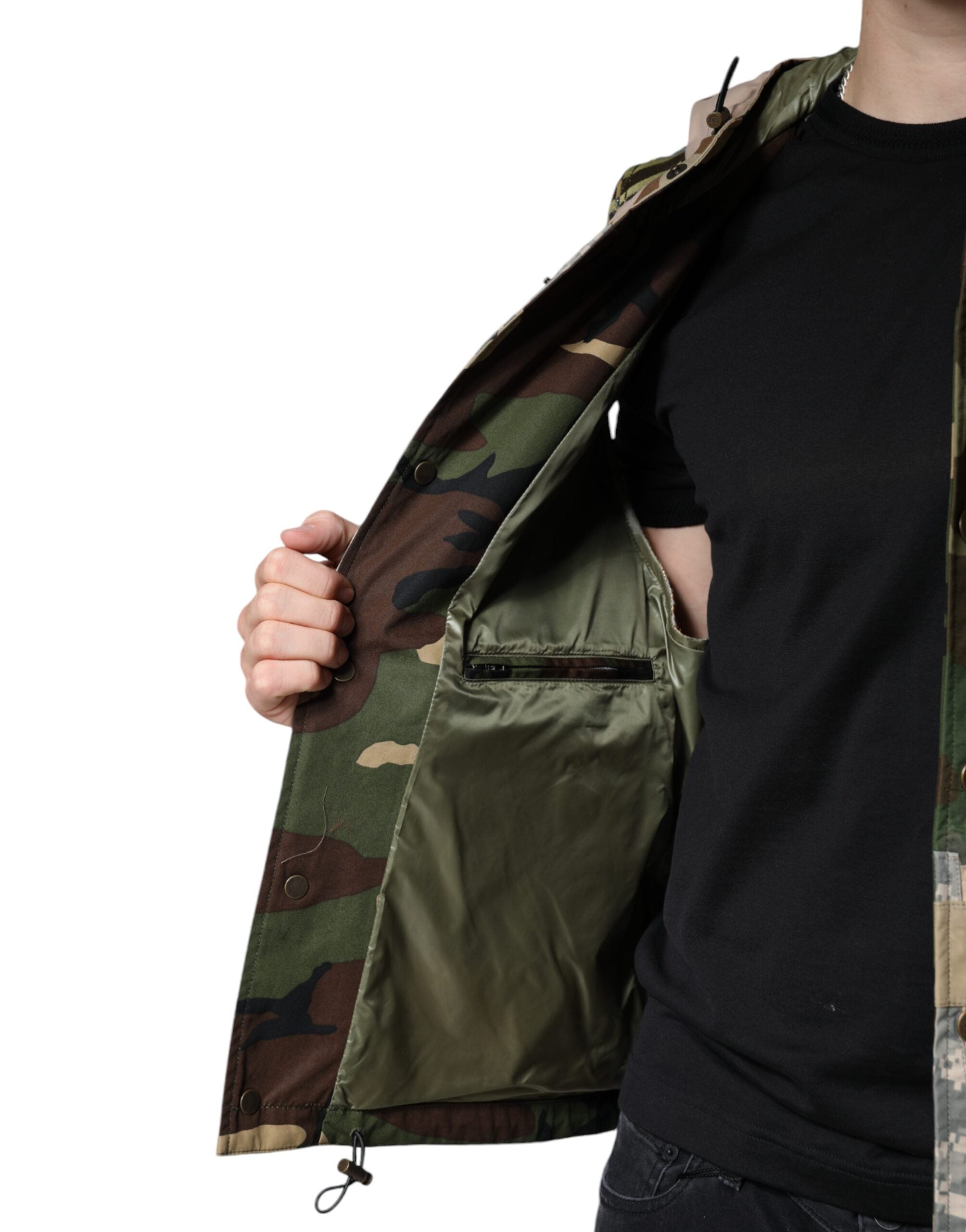 Multicolor Patchwork Hooded Vest Jacket - ventzia