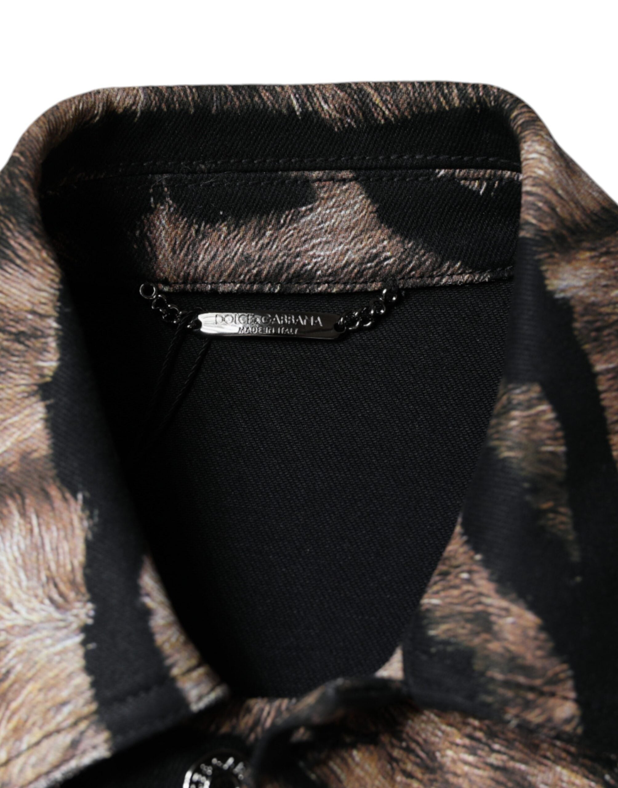 Brown Tiger Button Down Collared Jacket - ventzia