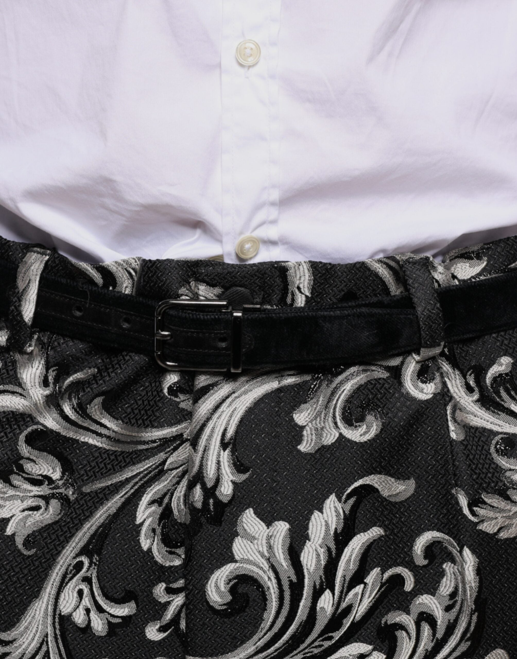 Black Jacquard Skinny Dress Pants - ventzia