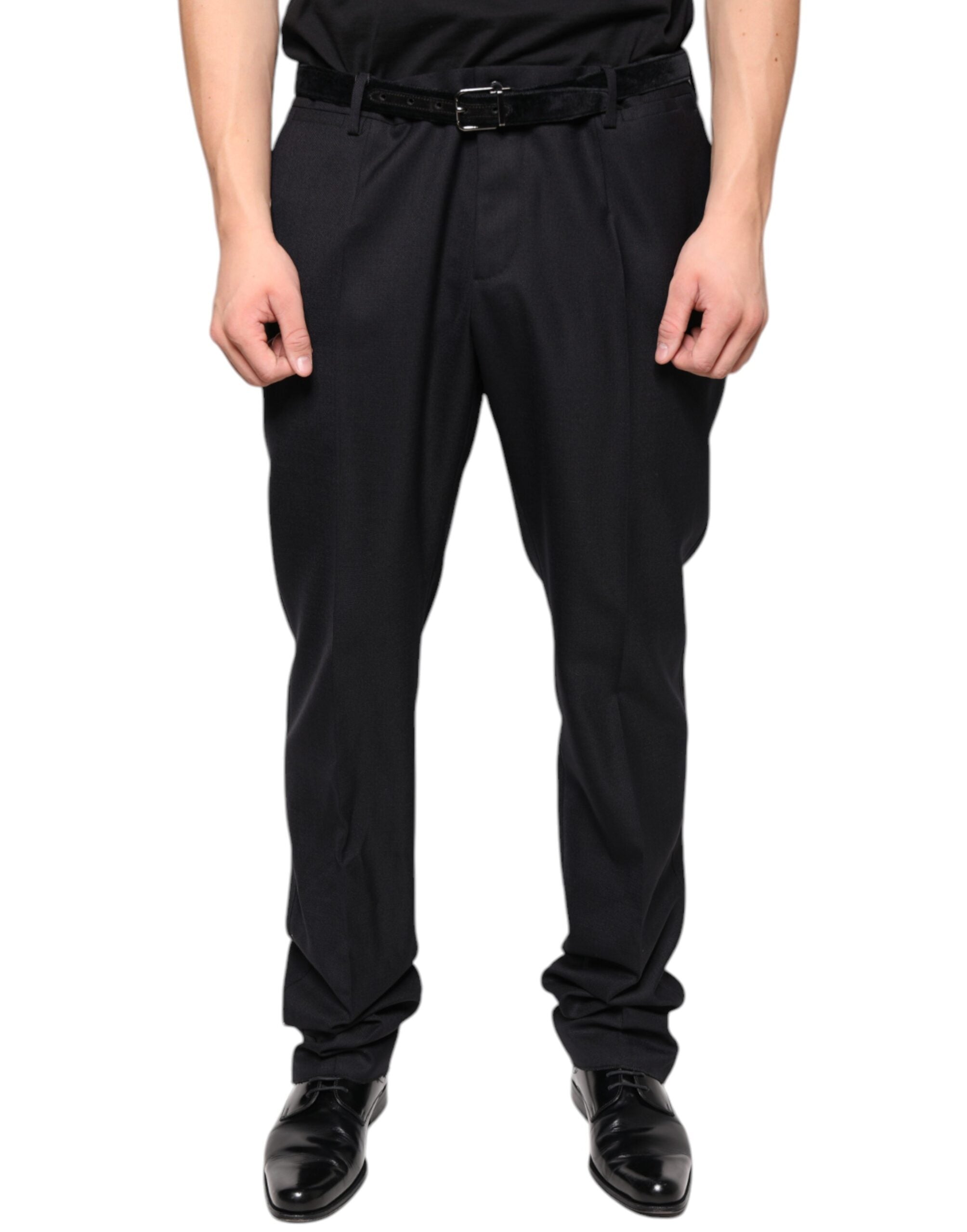 Black Wool Skinny Dress Formal Pants - ventzia