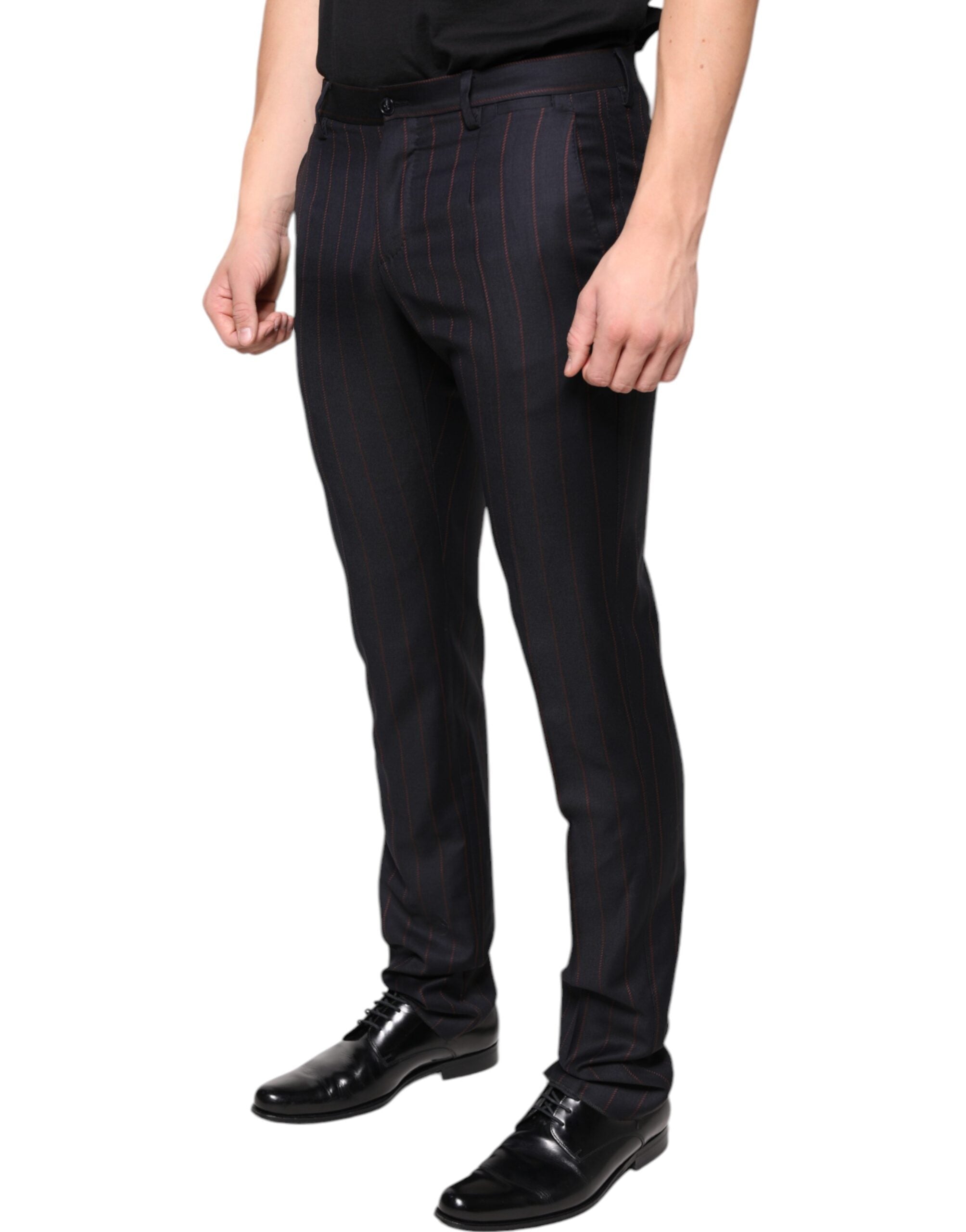 Black Stripes Skinny Men Dress Pants - ventzia