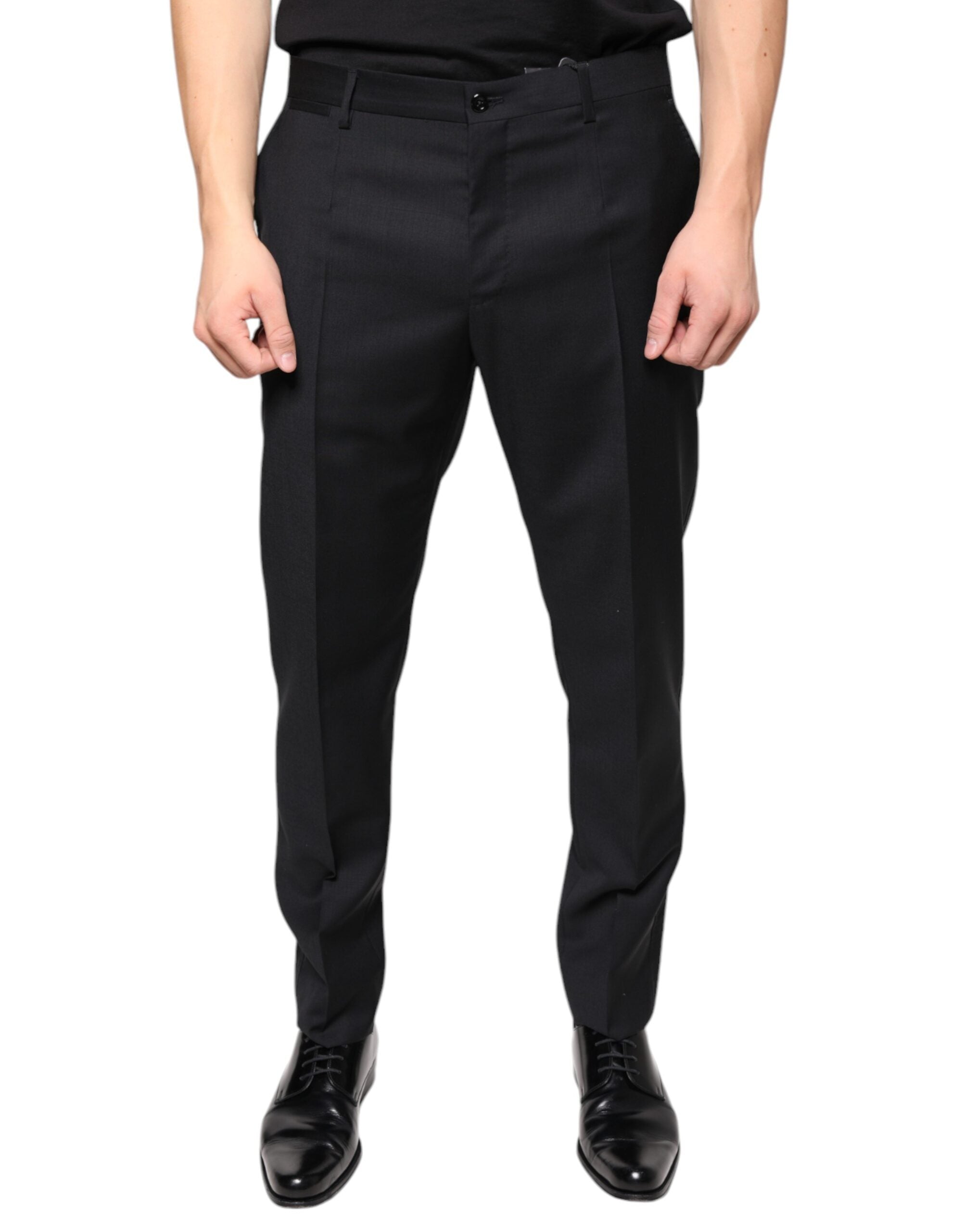 Black Wool Skinny Men Dress Pants - ventzia