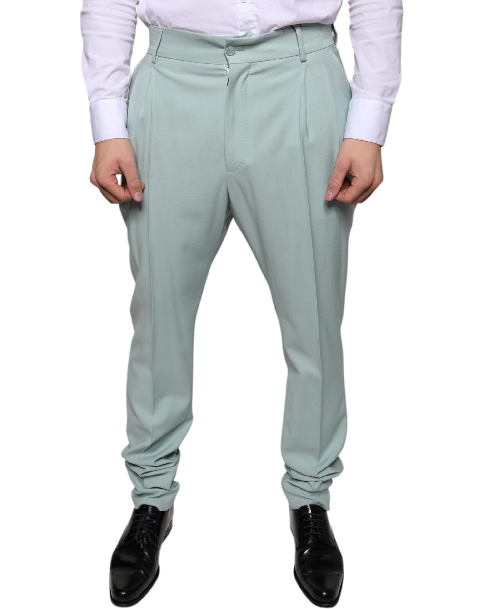 Mint Green Cotton Dress Pants - ventzia