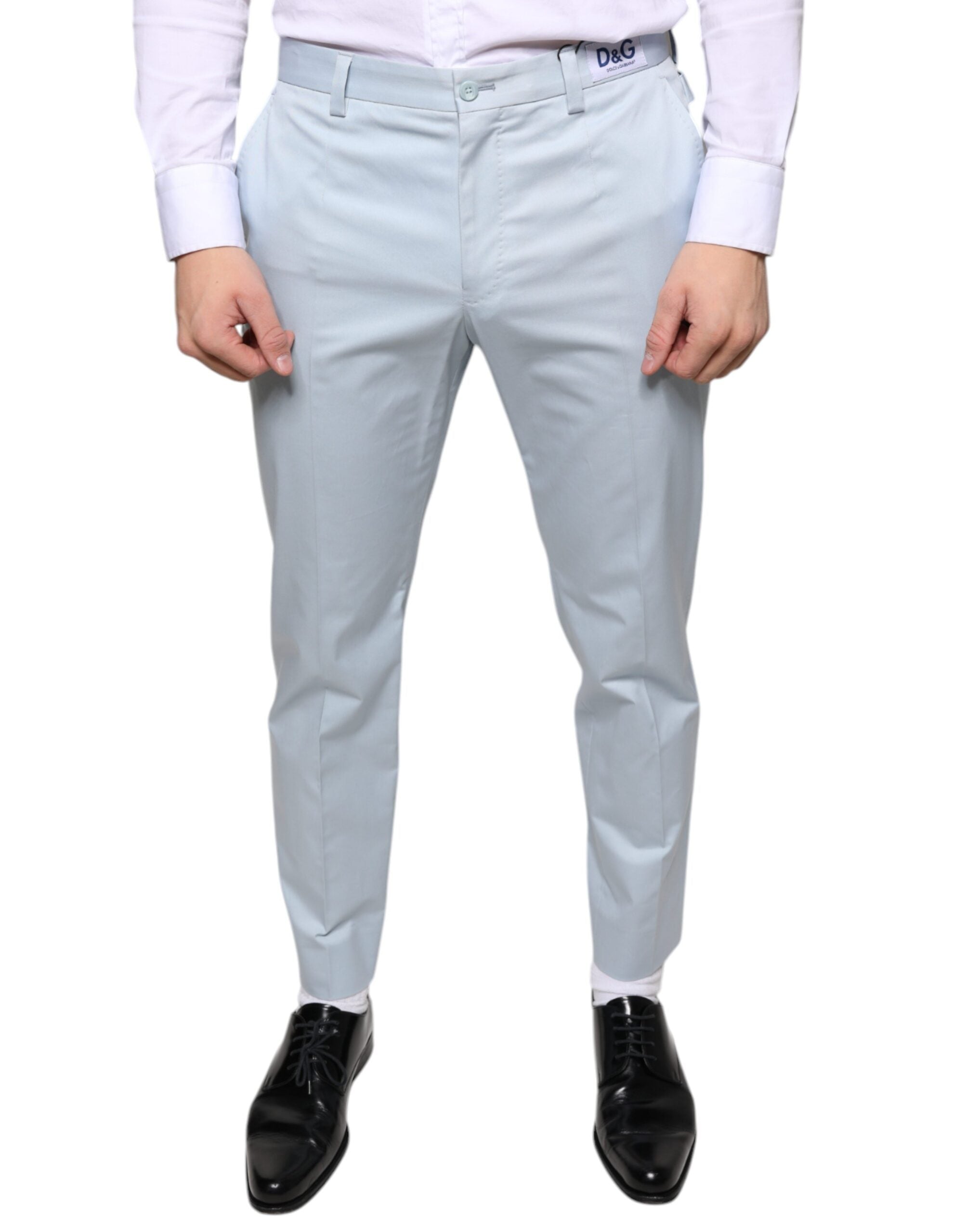 Light Blue Cotton Dress Pants - ventzia