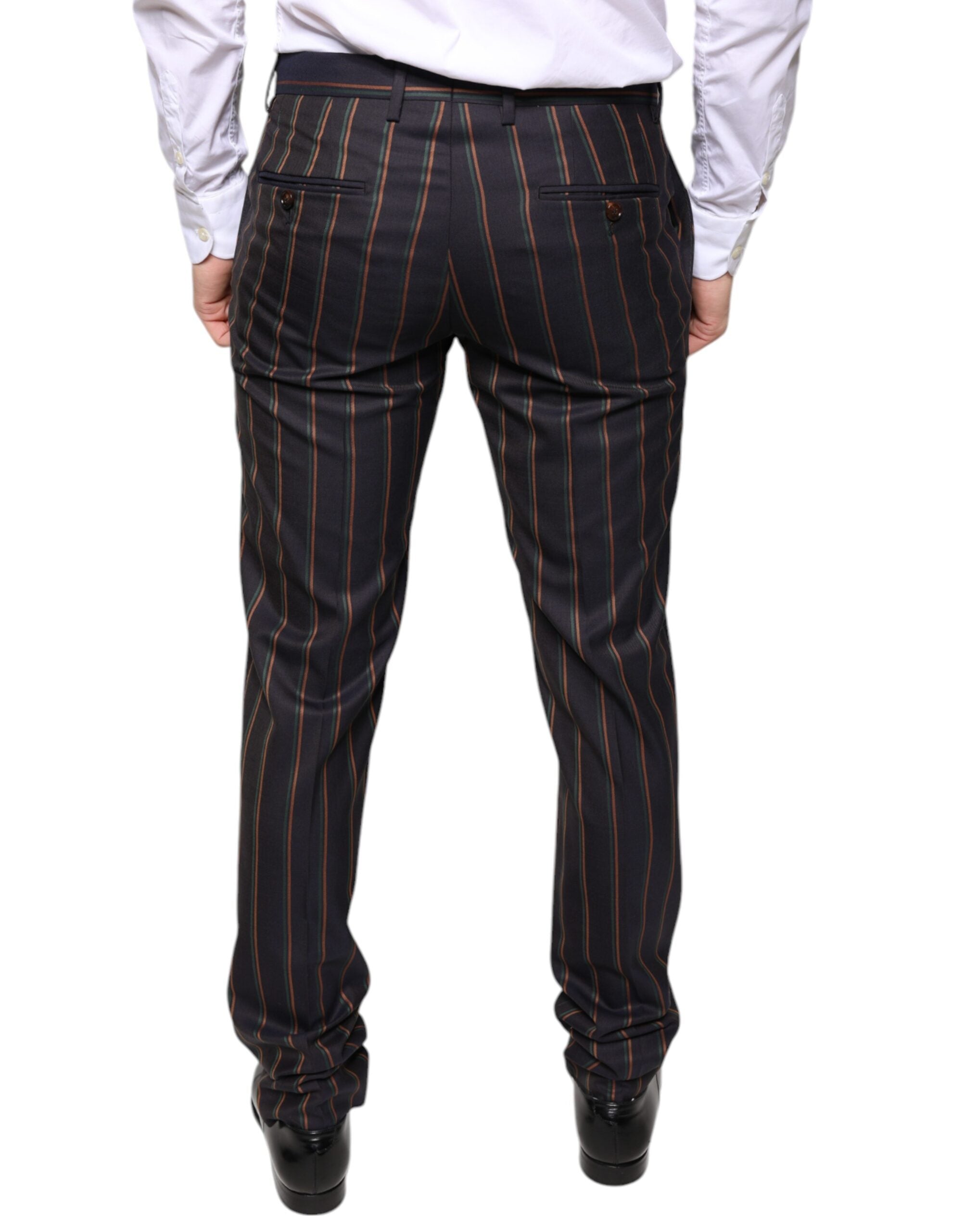 Brown Stripes Skinny Men Dress Pants - ventzia
