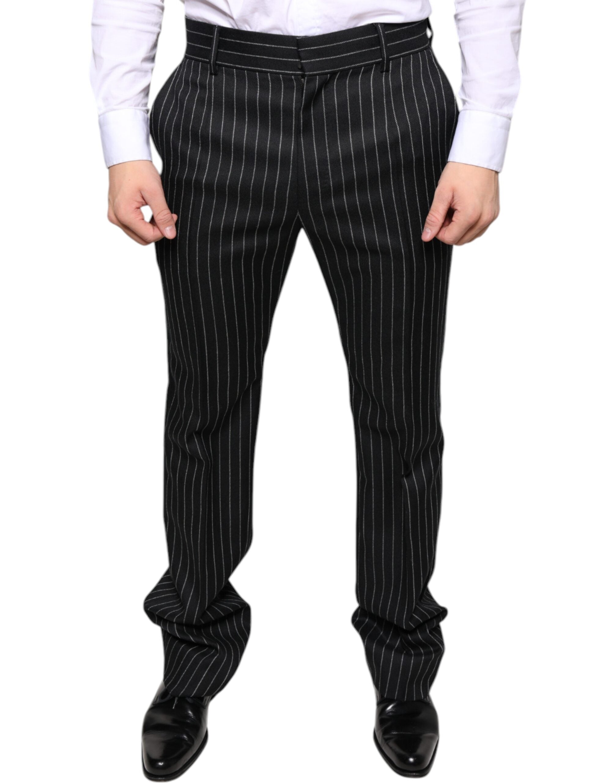 Black Stripes Skinny Men Dress Pants - ventzia