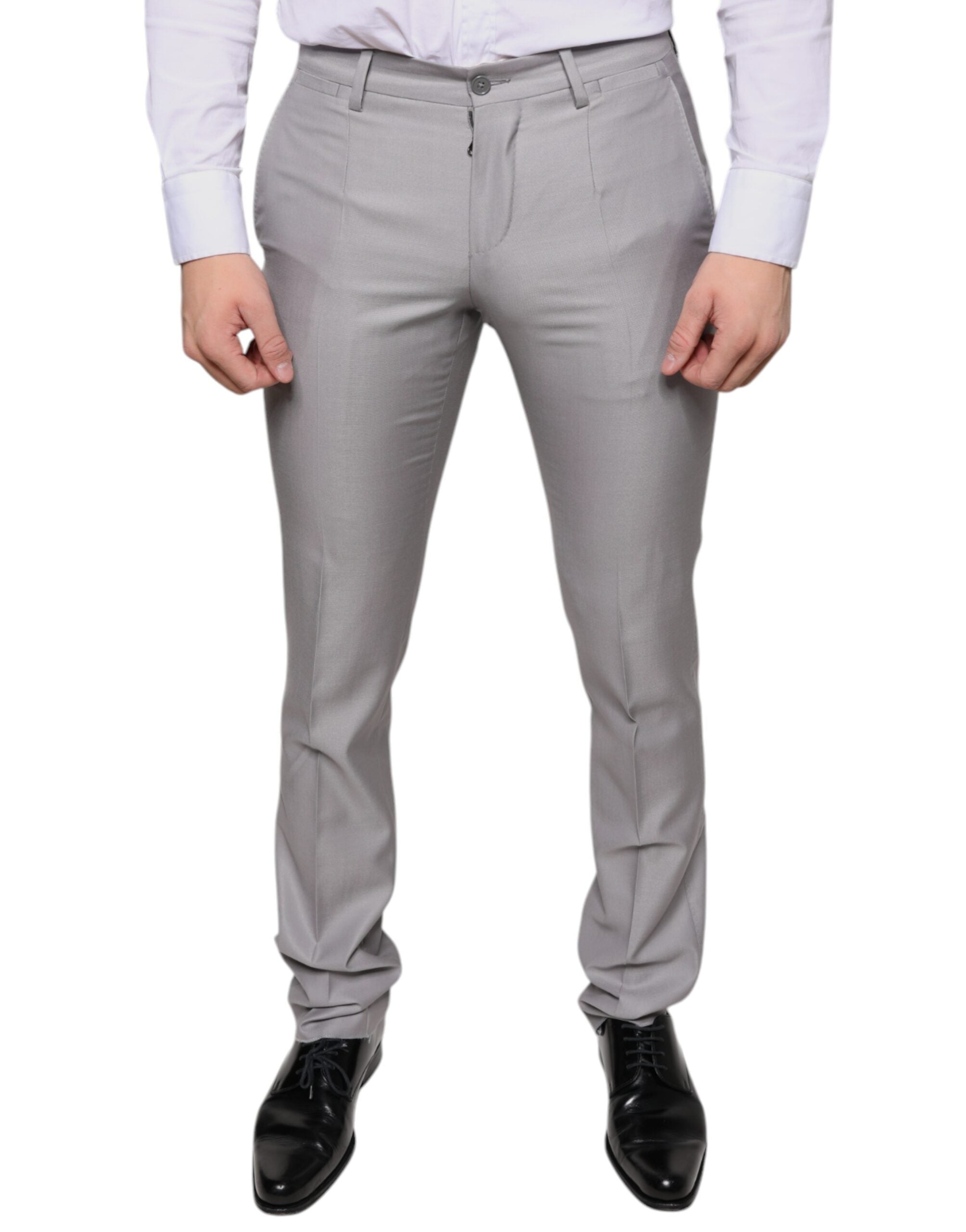 Light Gray Wool Dress Pants - ventzia