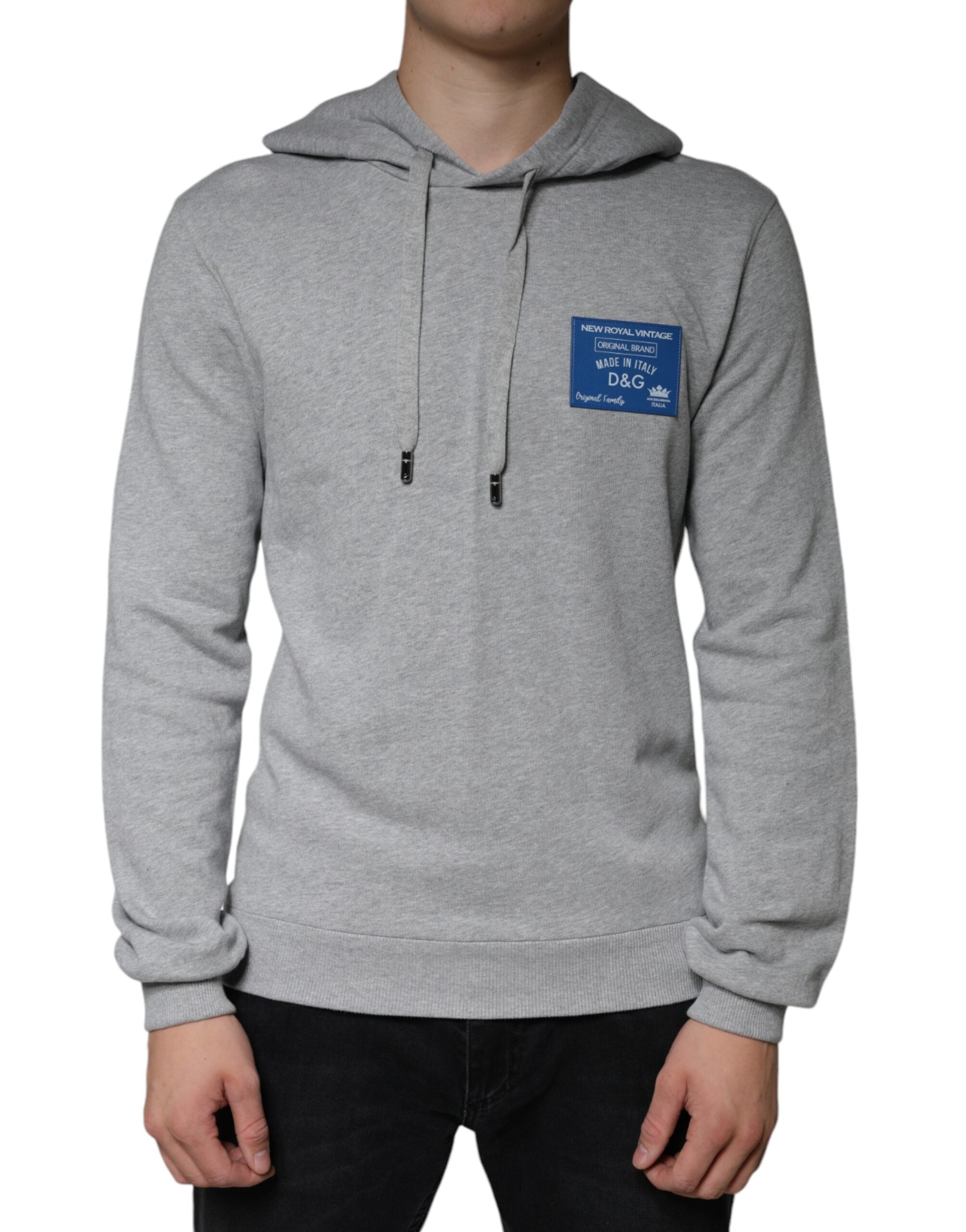 Gray Cotton Logo Hooded Sweatshirt Sweater - ventzia