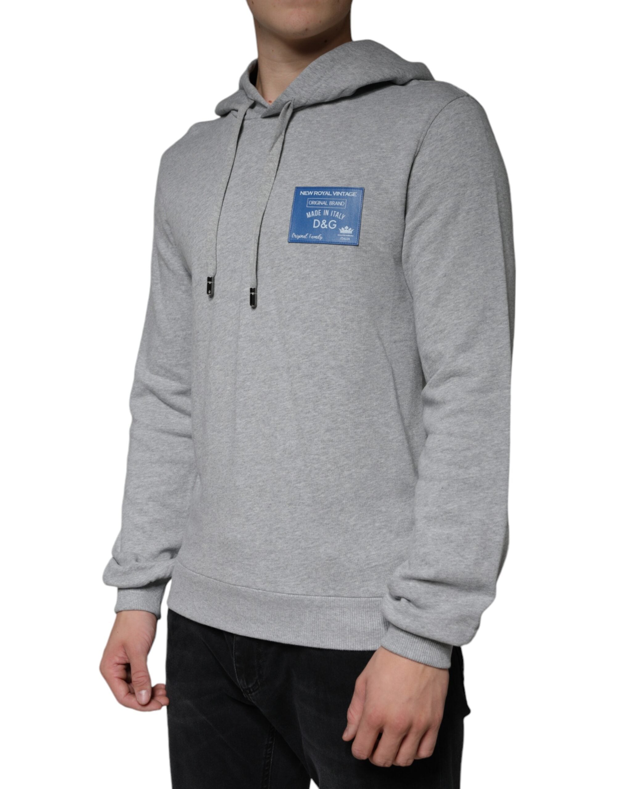 Gray Cotton Logo Hooded Sweatshirt Sweater - ventzia
