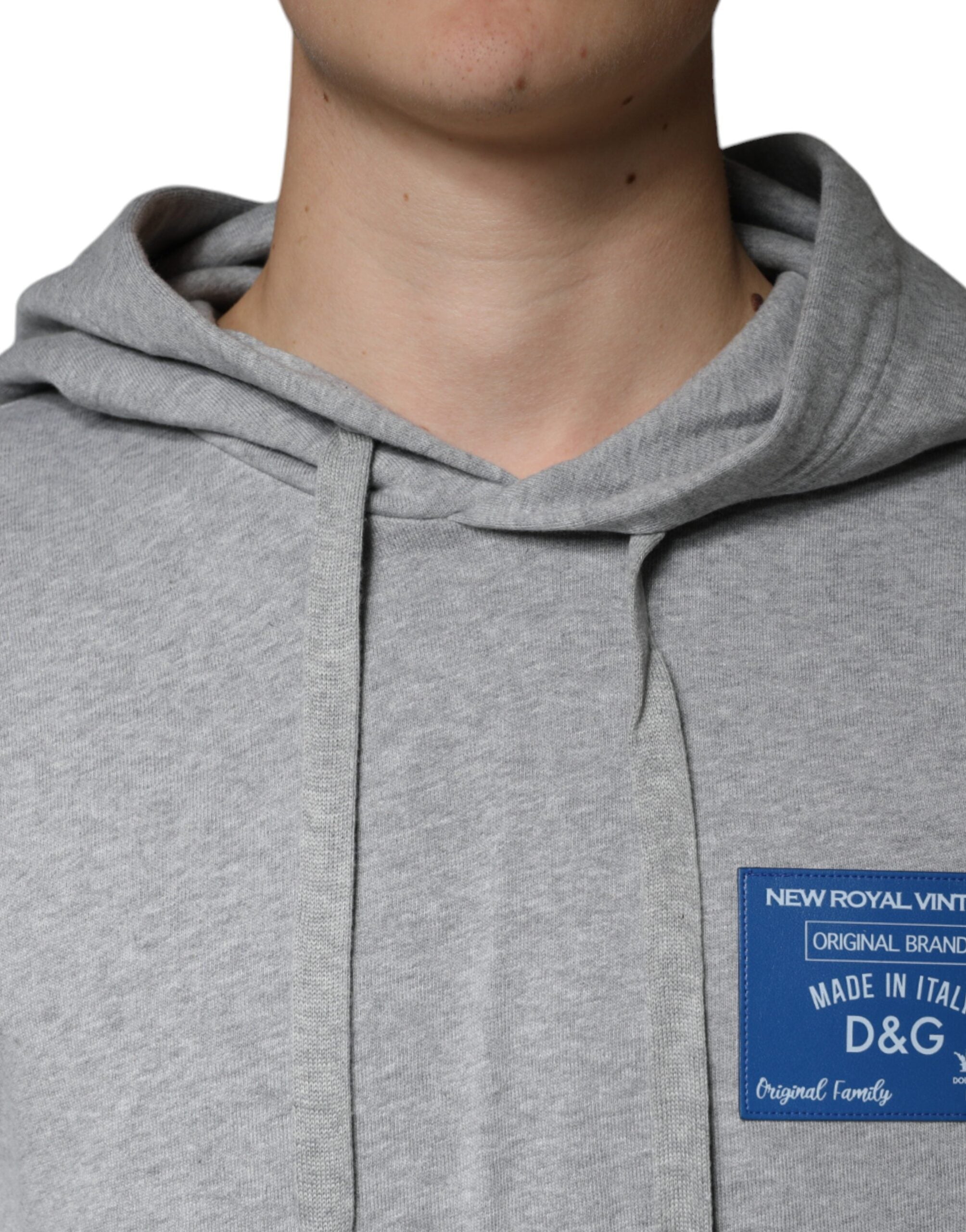 Gray Cotton Logo Hooded Sweatshirt Sweater - ventzia