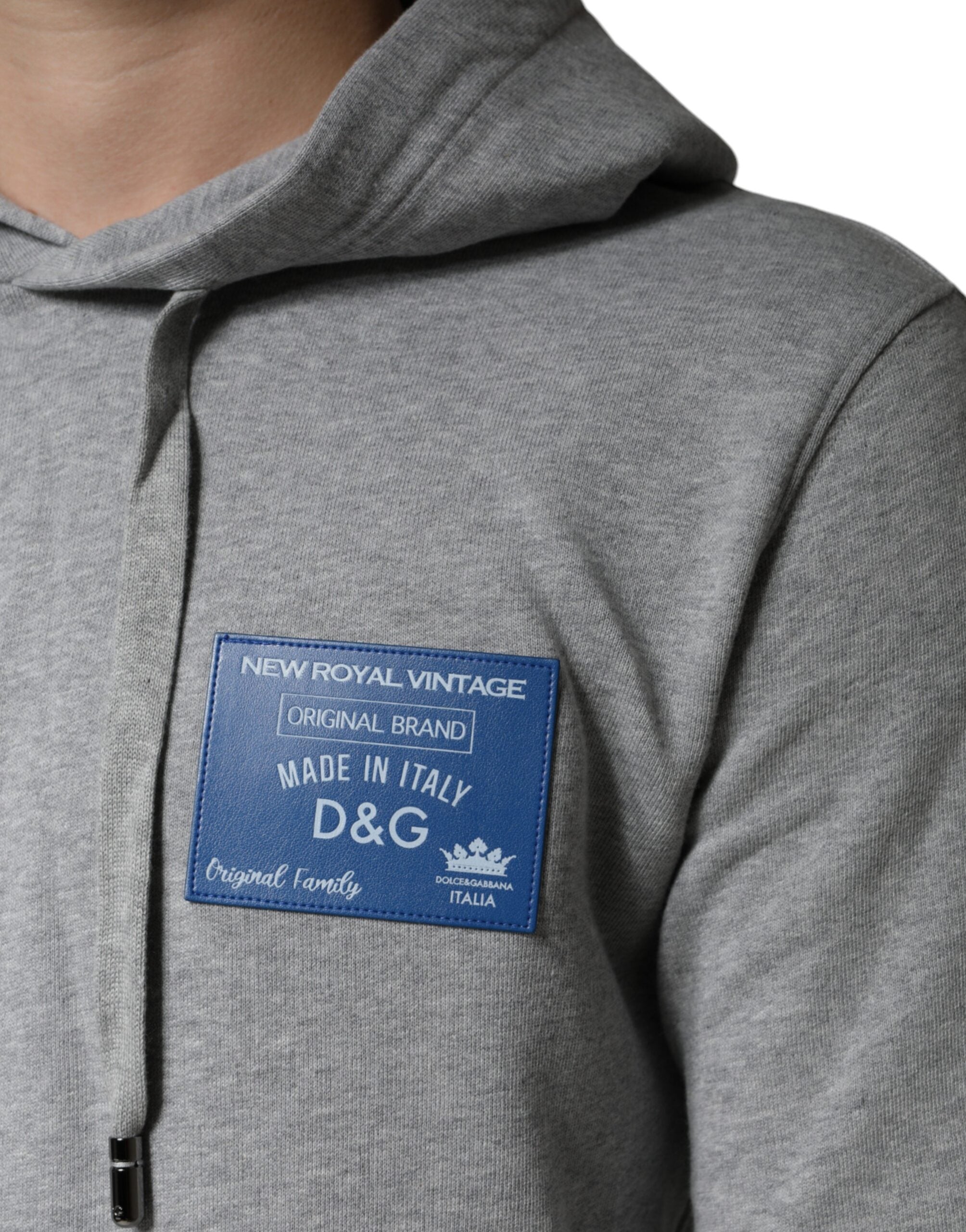 Gray Cotton Logo Hooded Sweatshirt Sweater - ventzia