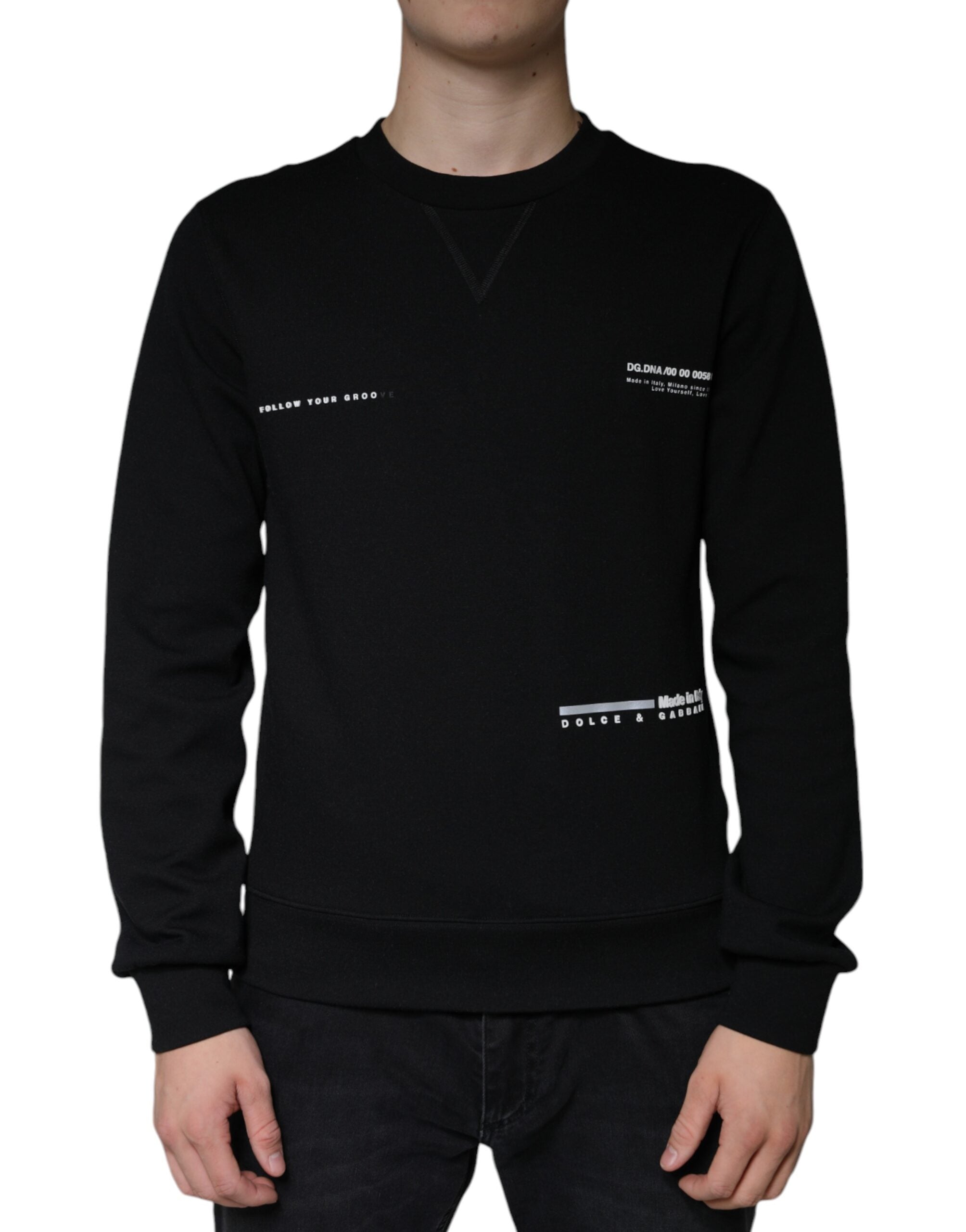 Black Logo Print CrewNeck Sweatshirt Sweater - ventzia