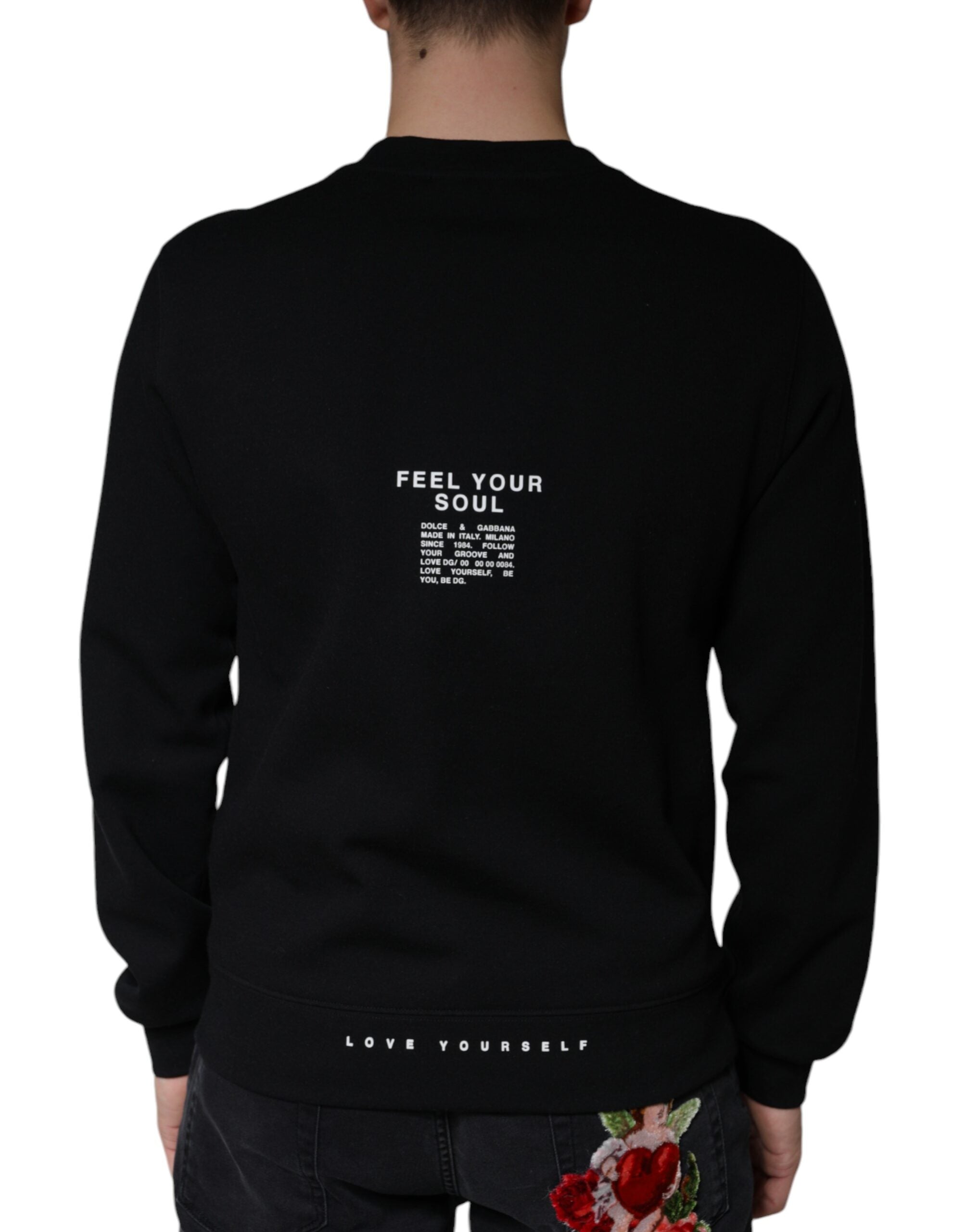 Black Logo Print CrewNeck Sweatshirt Sweater - ventzia