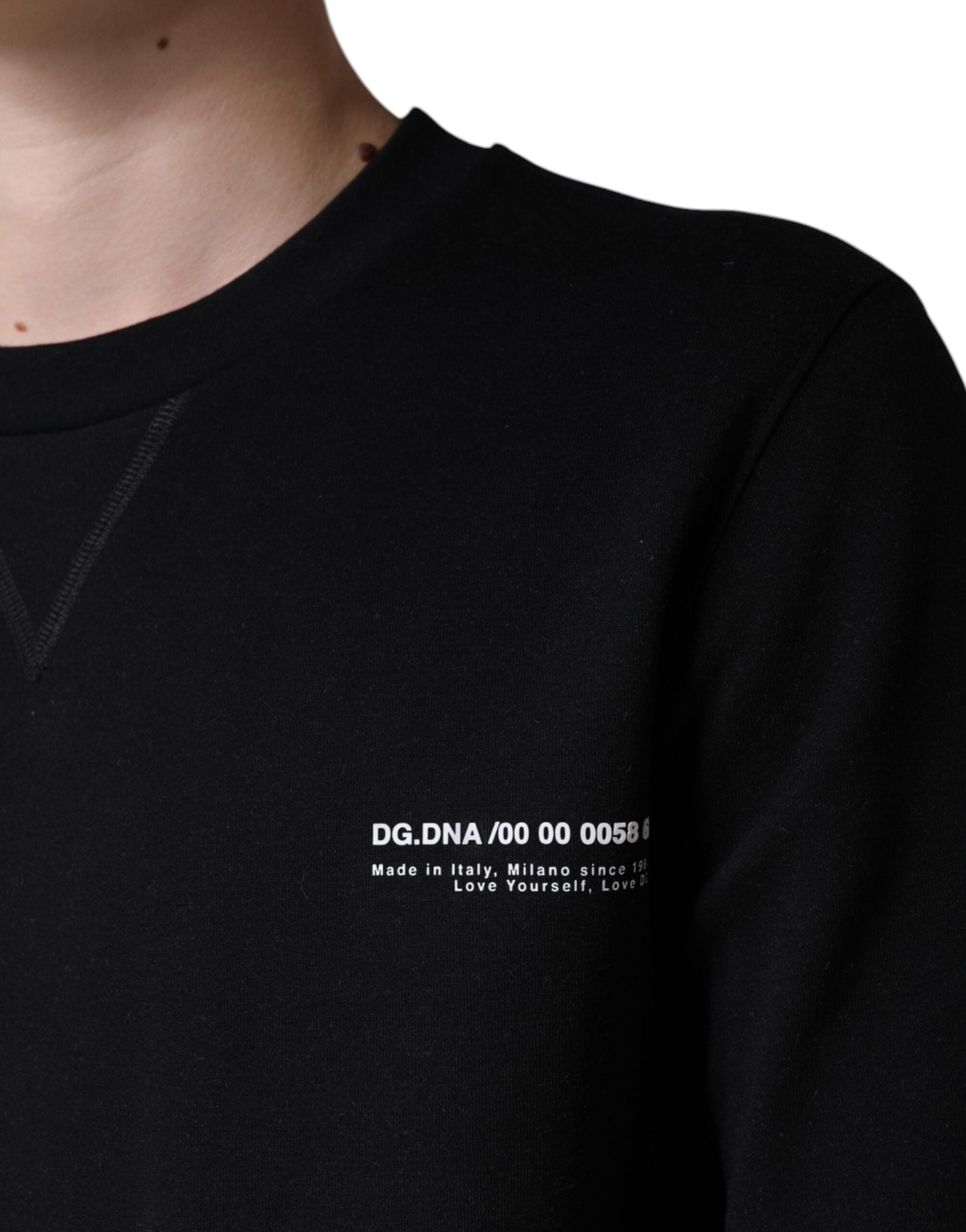 Black Logo Print CrewNeck Sweatshirt Sweater - ventzia