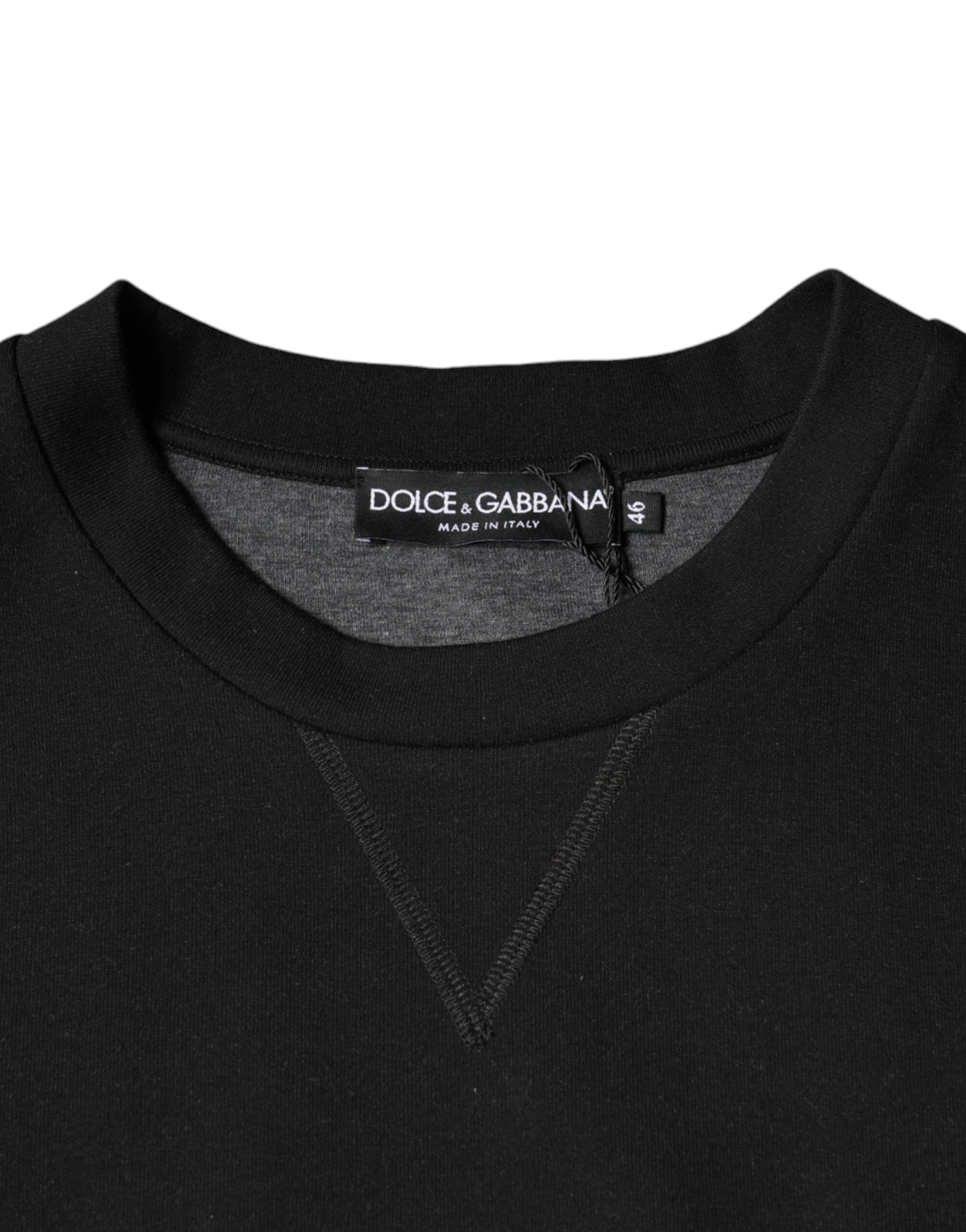 Black Logo Print CrewNeck Sweatshirt Sweater - ventzia