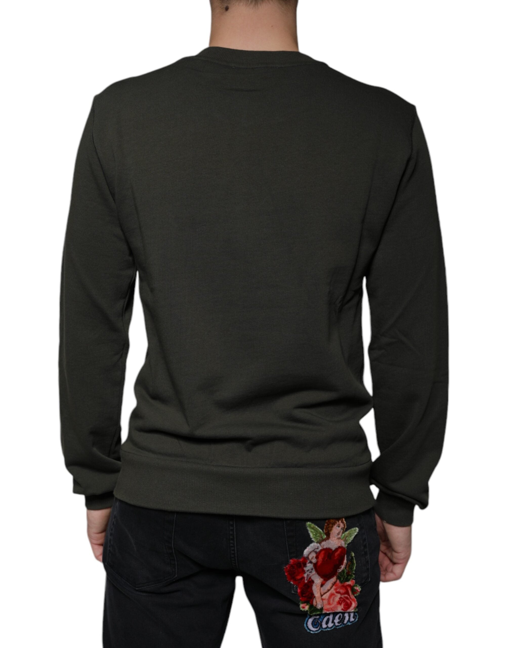 Army Green DG Crown Crew Neck Pullover Sweater - ventzia
