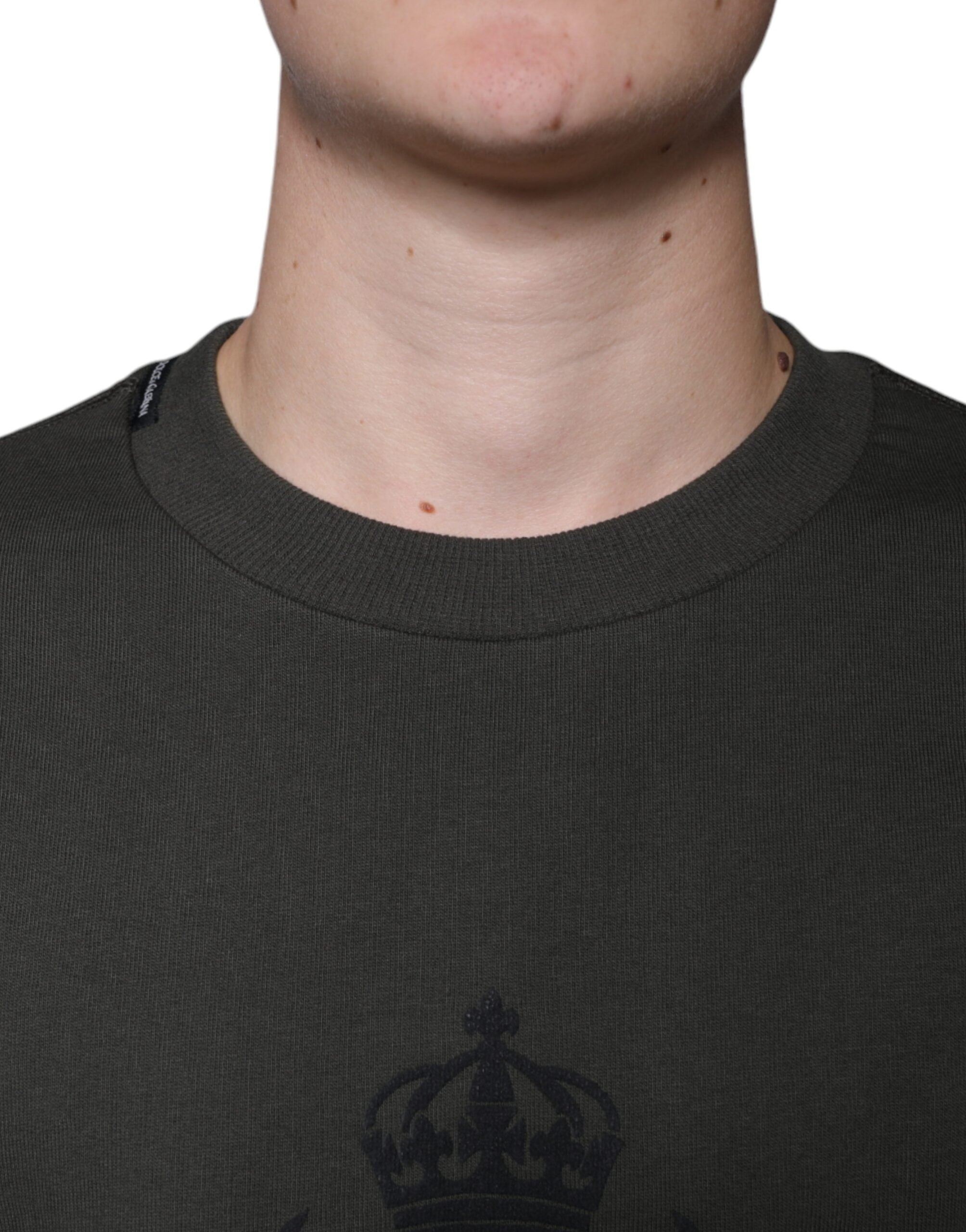 Army Green DG Crown Crew Neck Pullover Sweater - ventzia