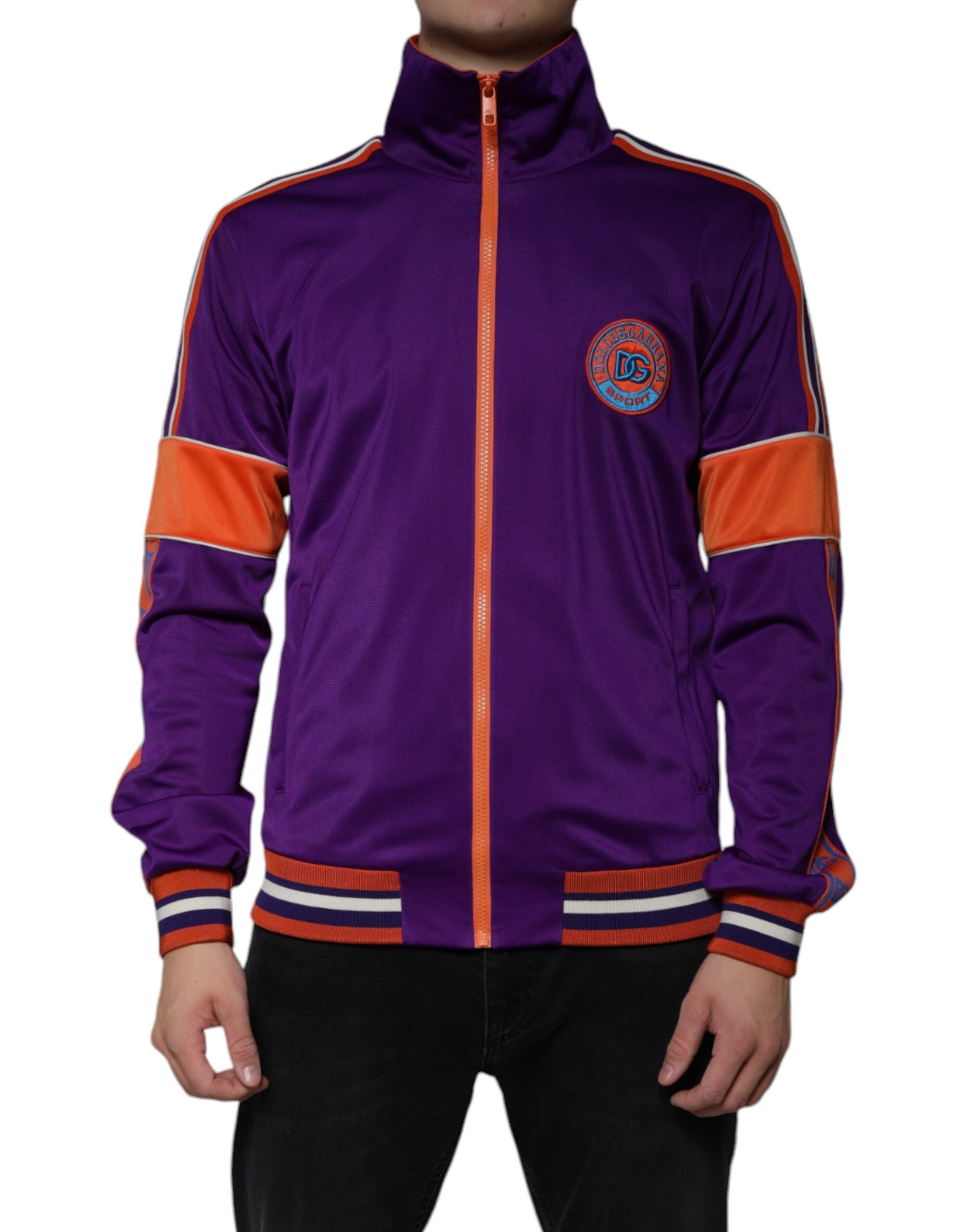 Purple Polyester Full Zip Long Sleeve Sweater - ventzia