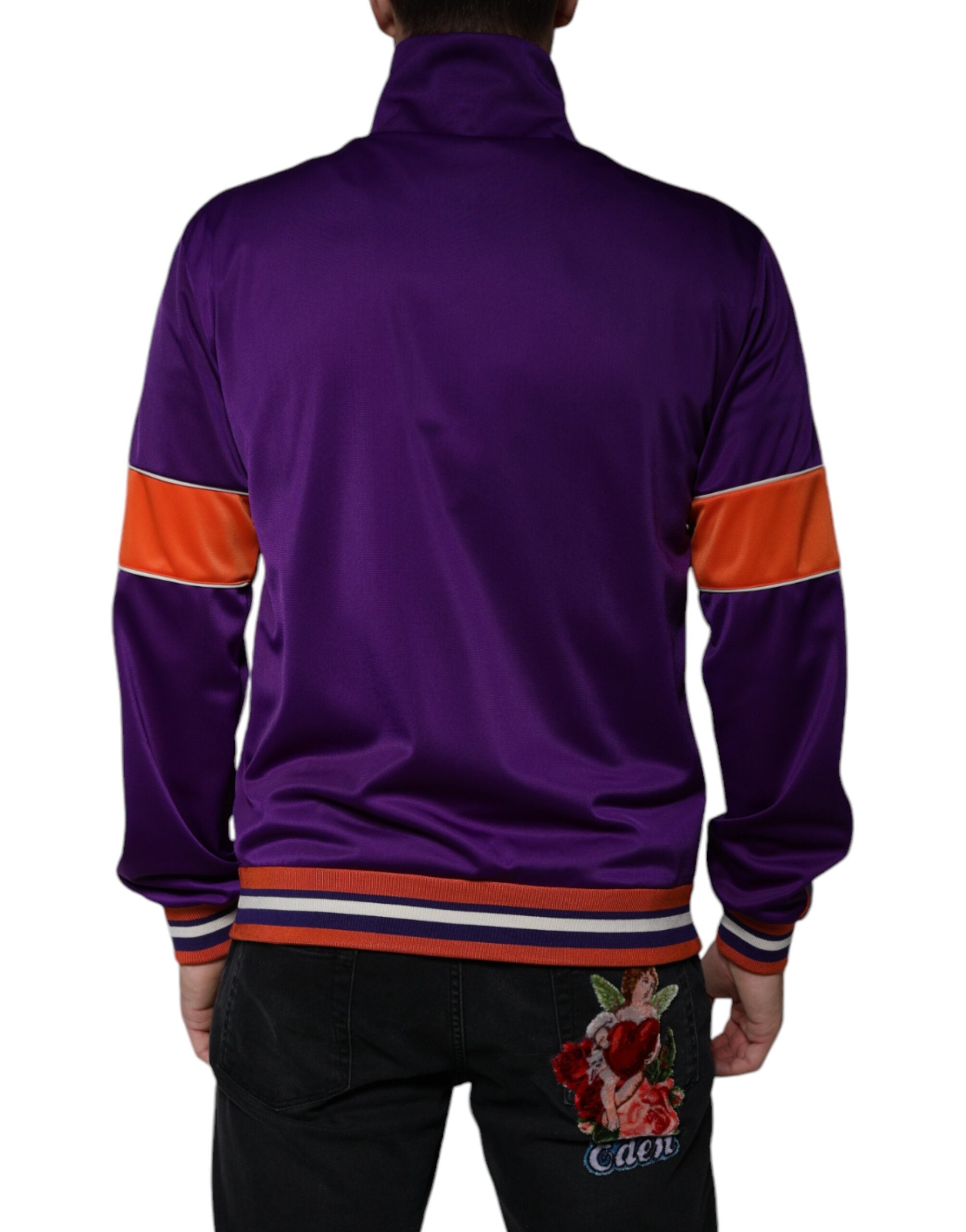Purple Polyester Full Zip Long Sleeve Sweater - ventzia