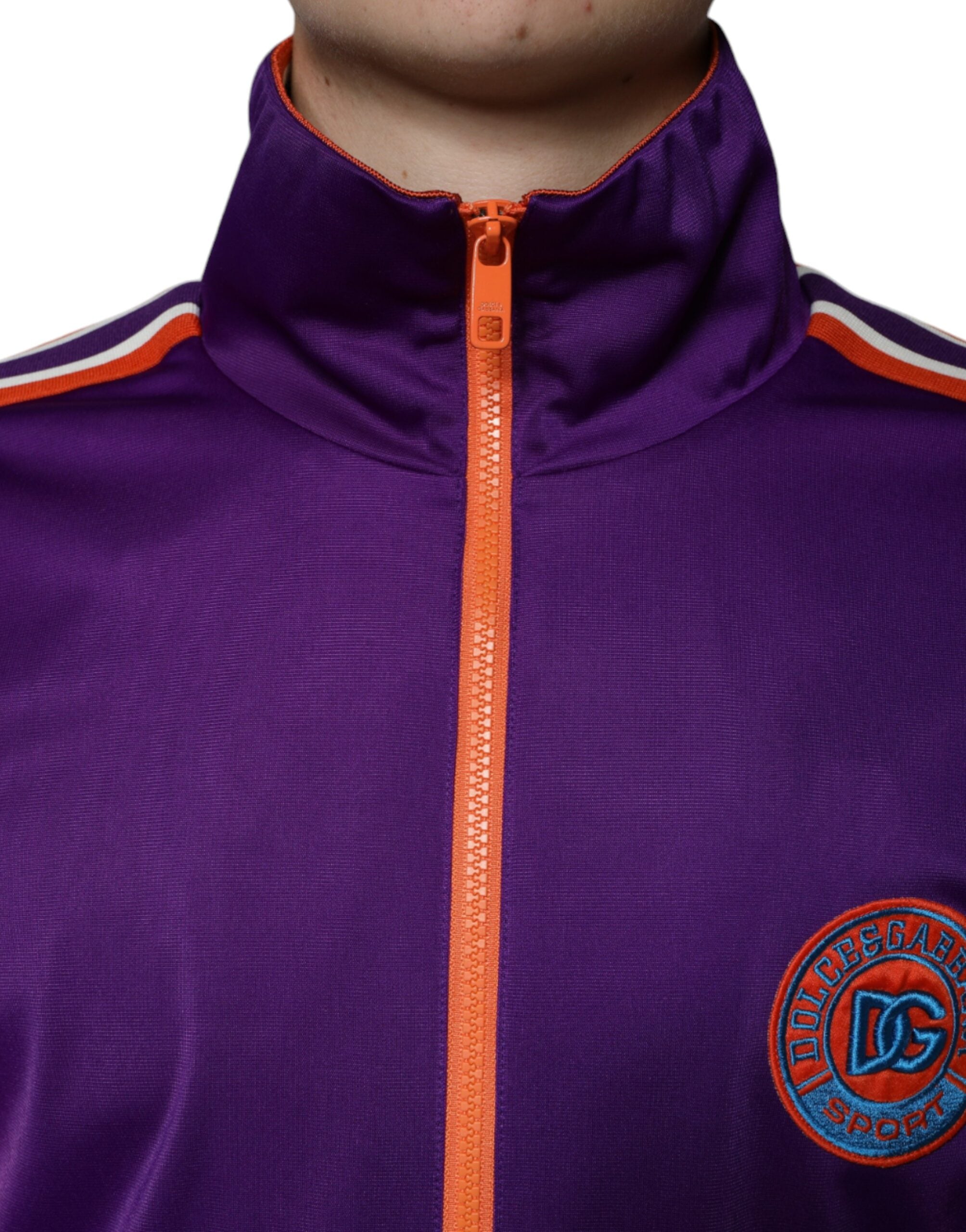 Purple Polyester Full Zip Long Sleeve Sweater - ventzia