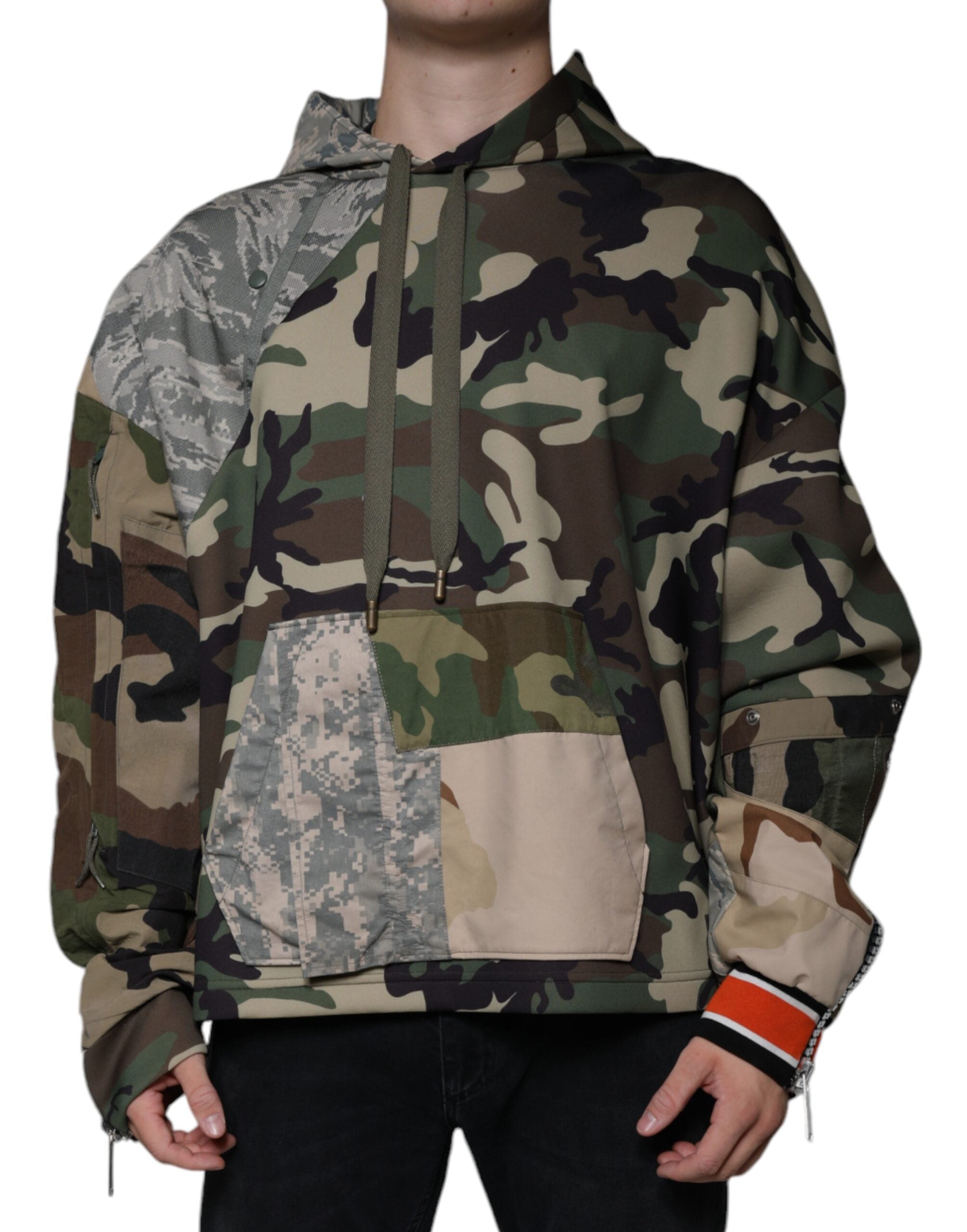 Multicolor Camouflage Hooded Sweatshirt Sweater - ventzia