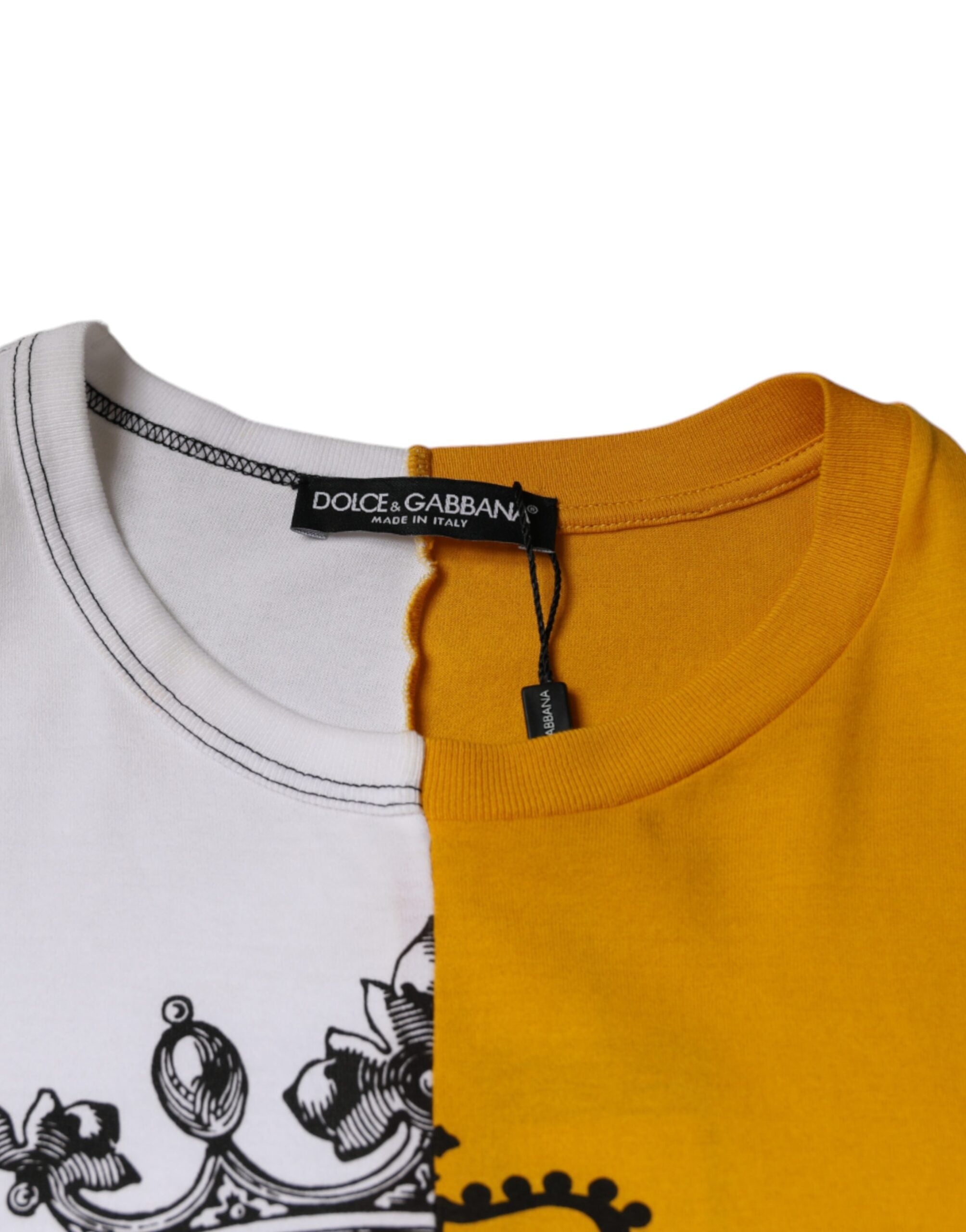 White Yellow Logo Print Short Sleeve T-shirt - ventzia