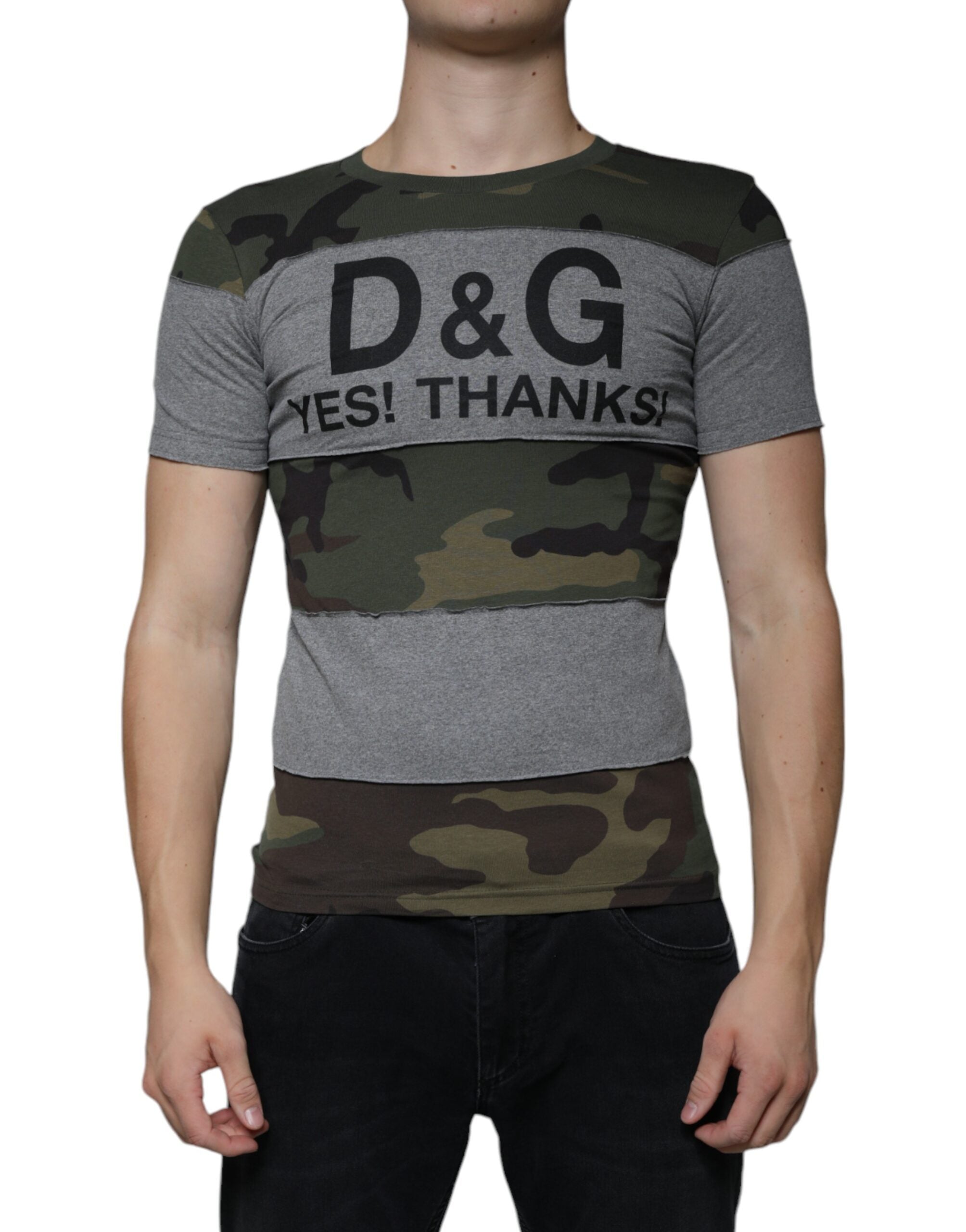 Multicolor Camouflage Cotton Crew Neck T-shirt - ventzia