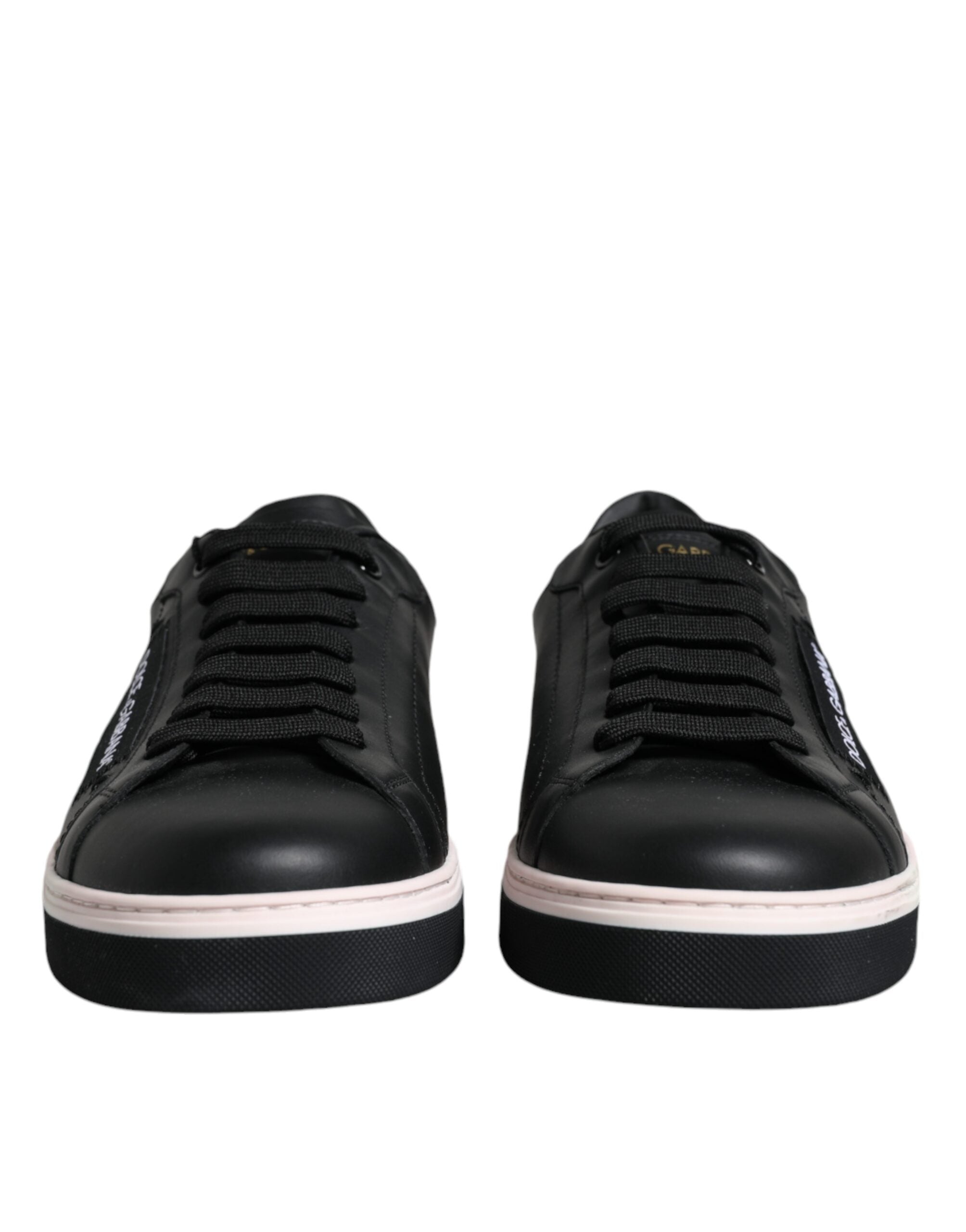 Black Leather Low Top Men Sneakers Shoes - ventzia