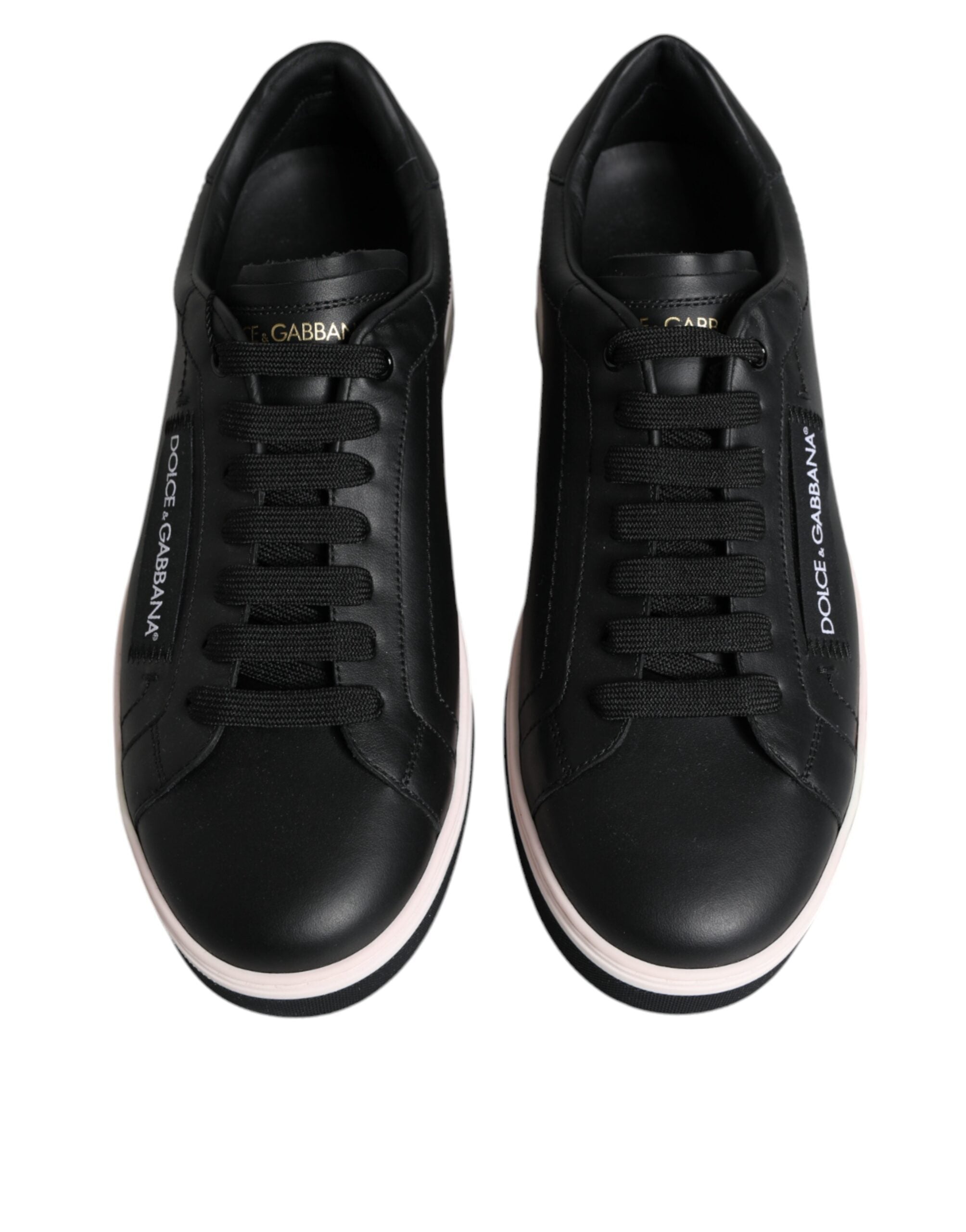 Black Leather Low Top Men Sneakers Shoes - ventzia
