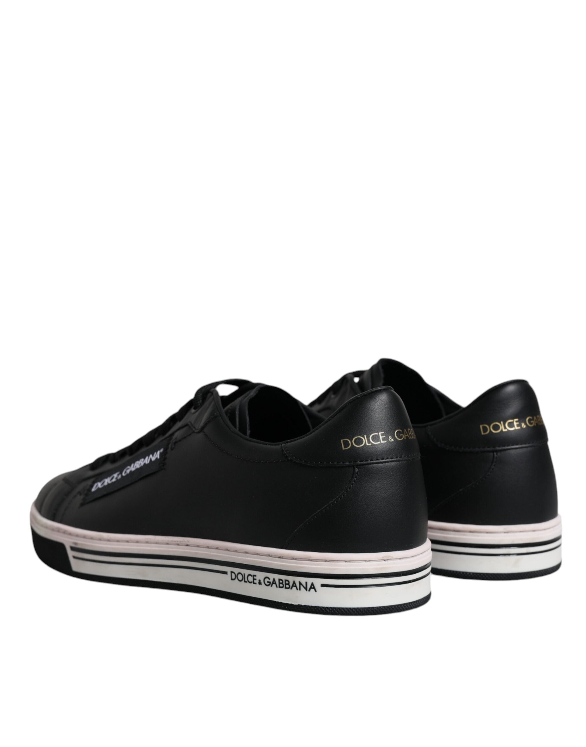 Black Leather Low Top Men Sneakers Shoes - ventzia