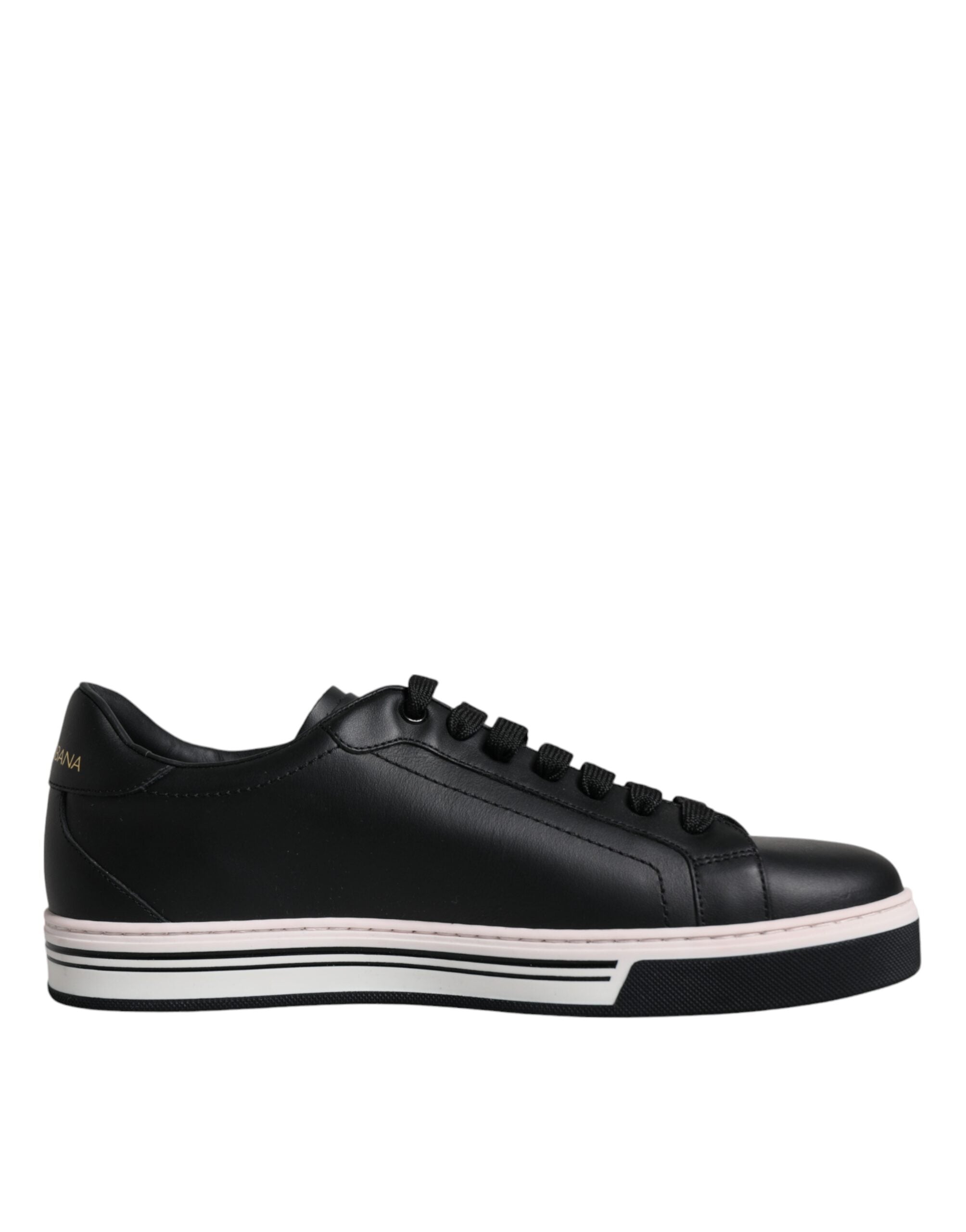 Black Leather Low Top Men Sneakers Shoes - ventzia