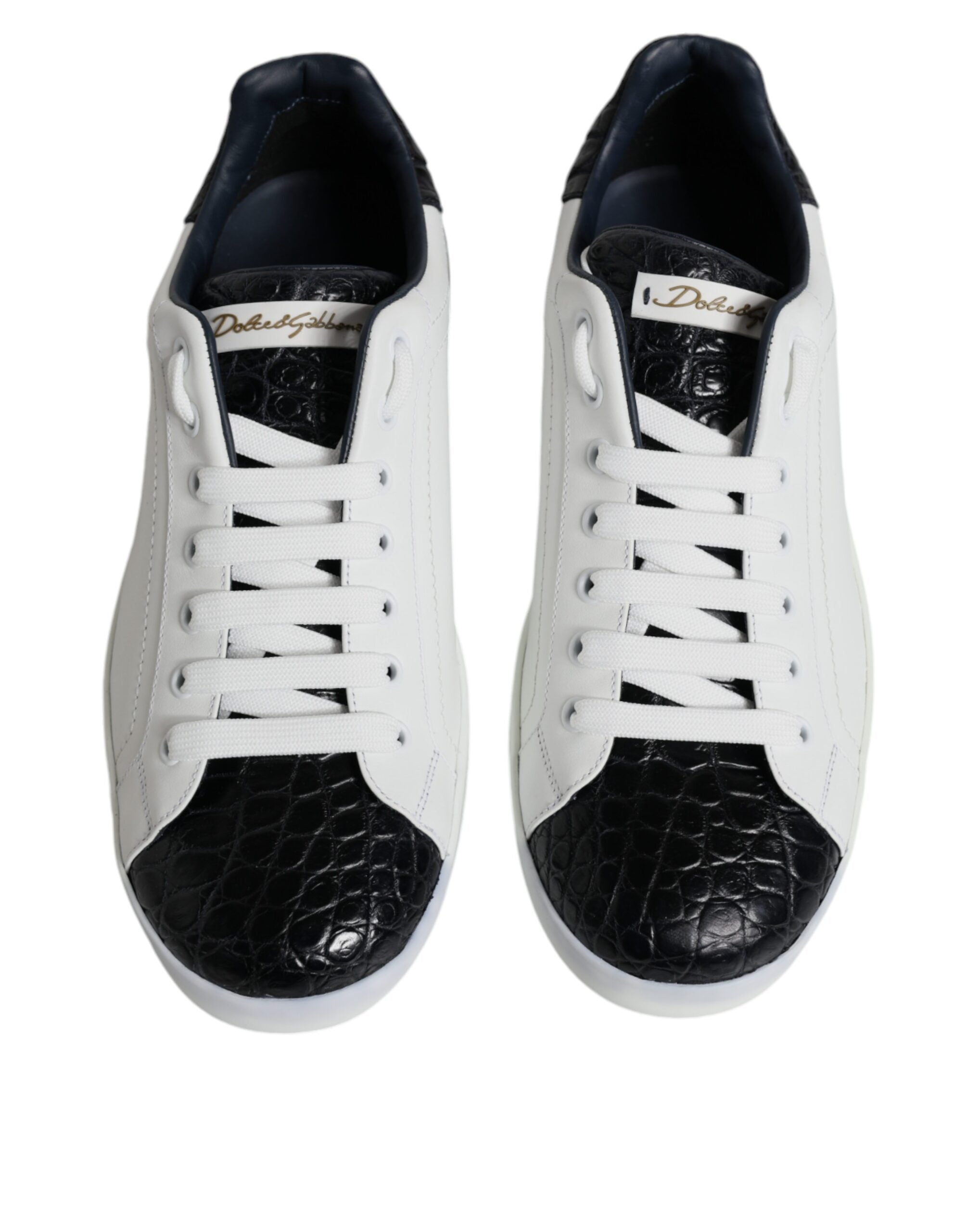 White Leather Logo Portofino Sneaker Shoes - ventzia
