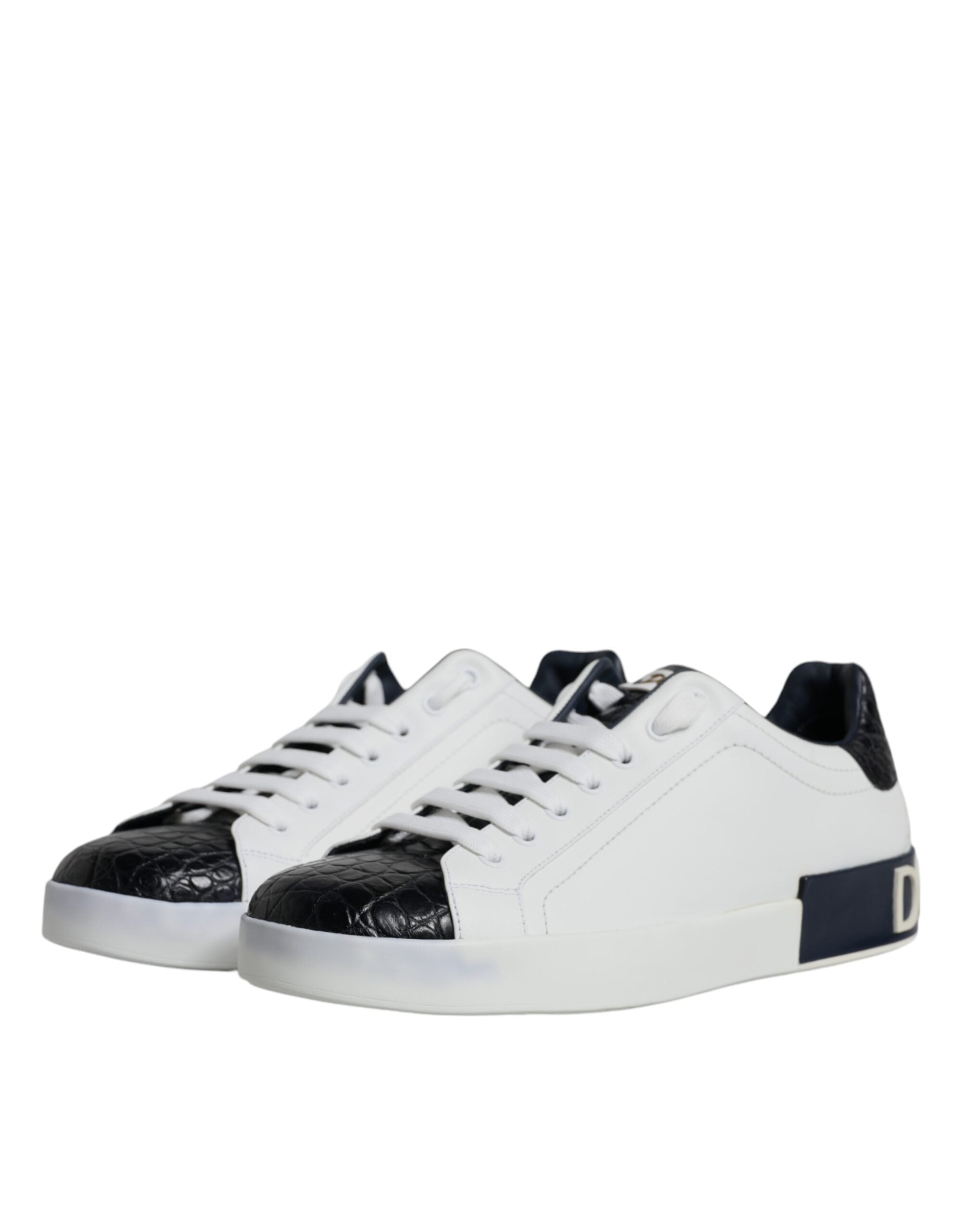 White Leather Logo Portofino Sneaker Shoes - ventzia