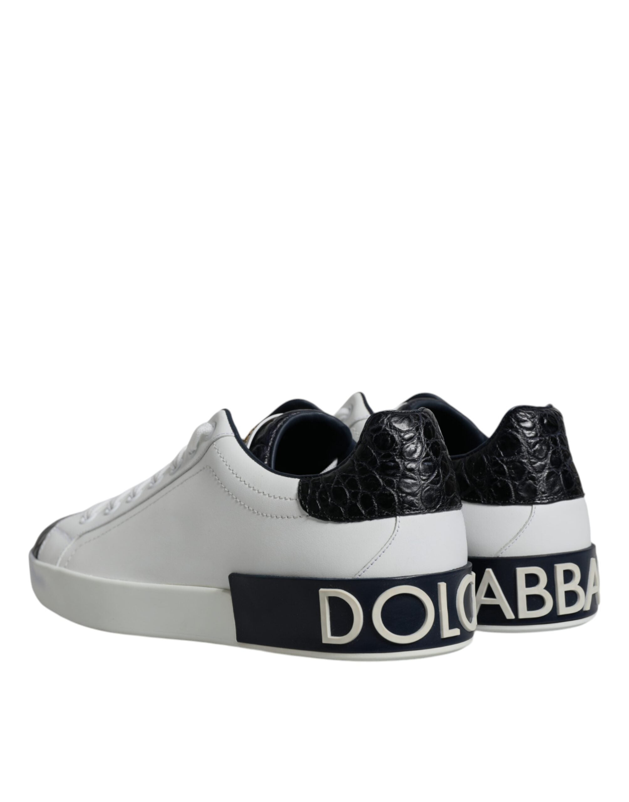 White Leather Logo Portofino Sneaker Shoes - ventzia