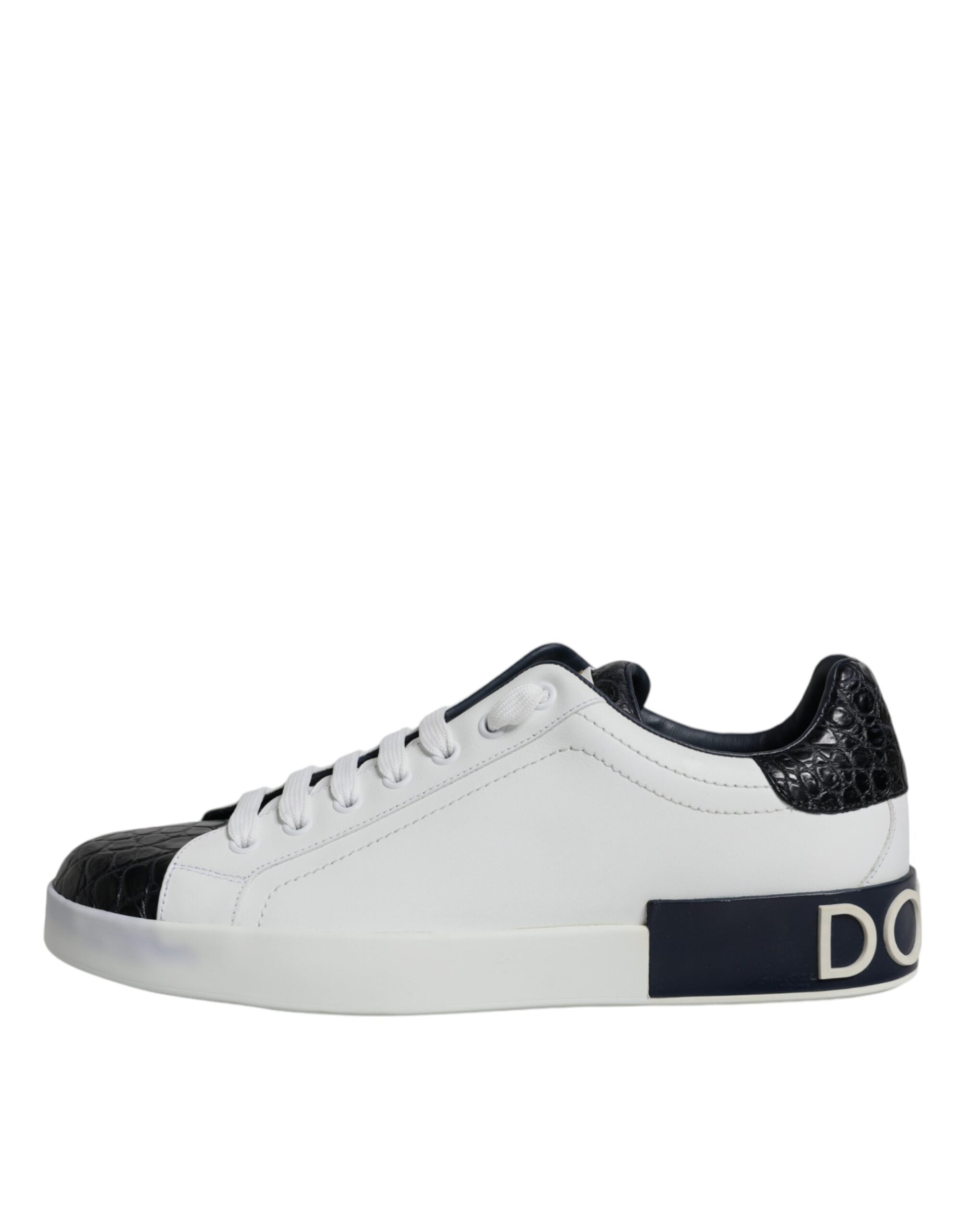 White Leather Logo Portofino Sneaker Shoes - ventzia