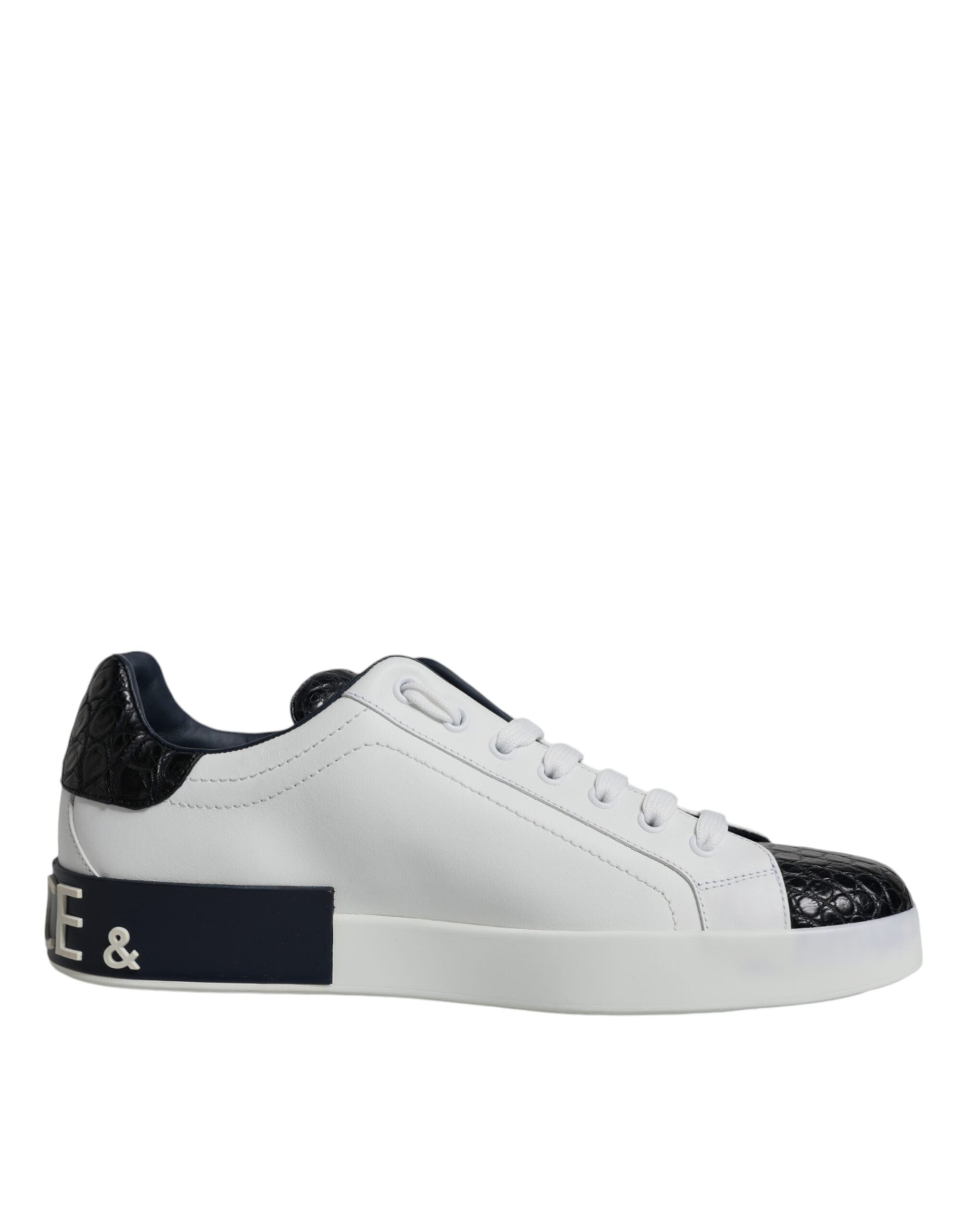White Leather Logo Portofino Sneaker Shoes - ventzia