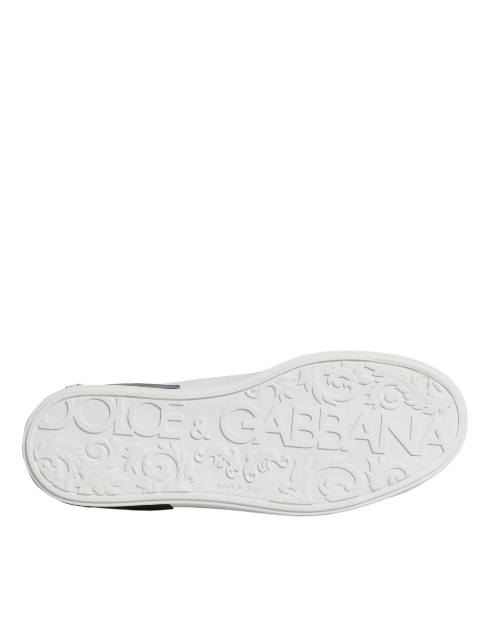 White Leather Logo Portofino Sneaker Shoes - ventzia