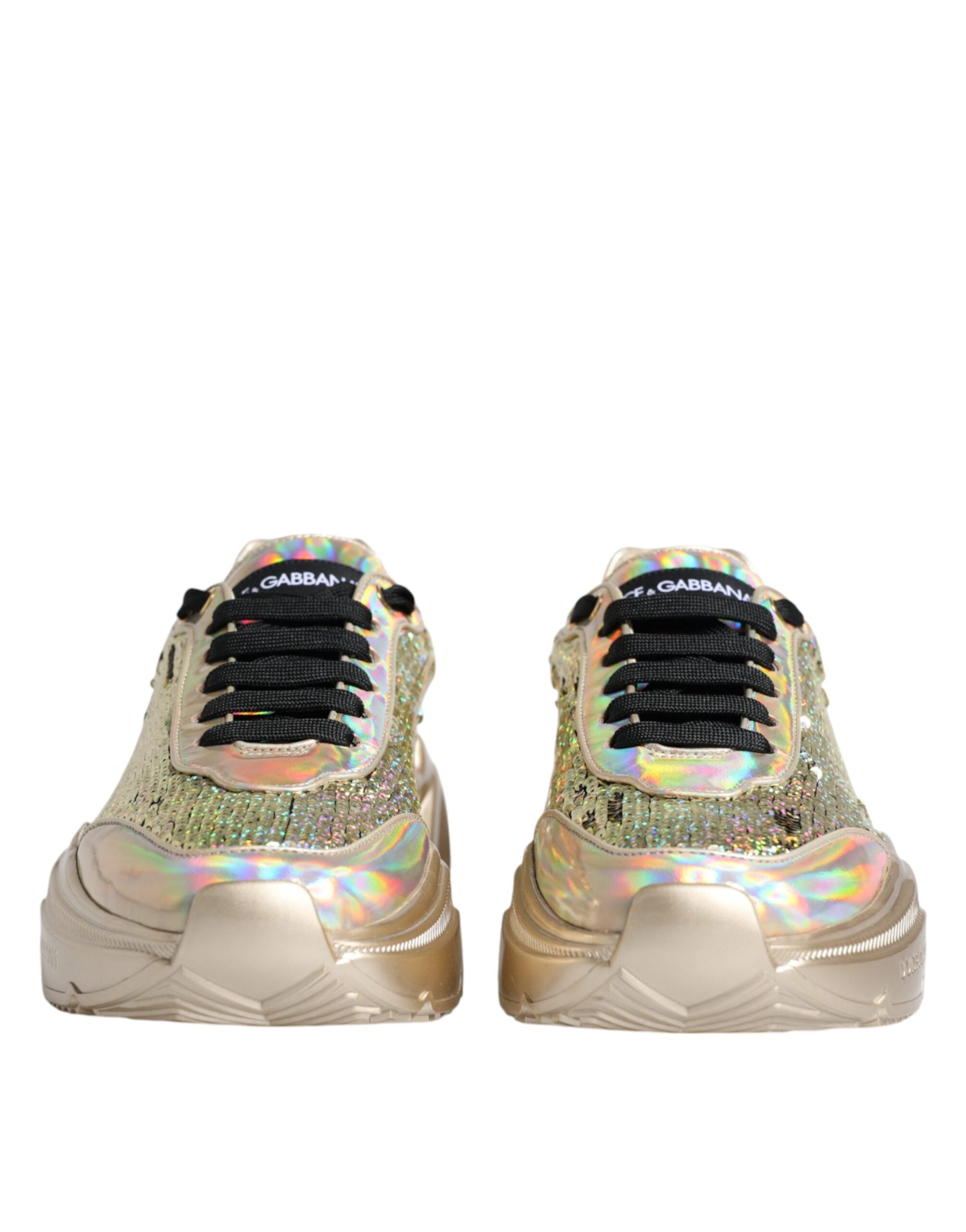Gold Sequin Iridiscent Daymaster Sneakers Shoes - ventzia