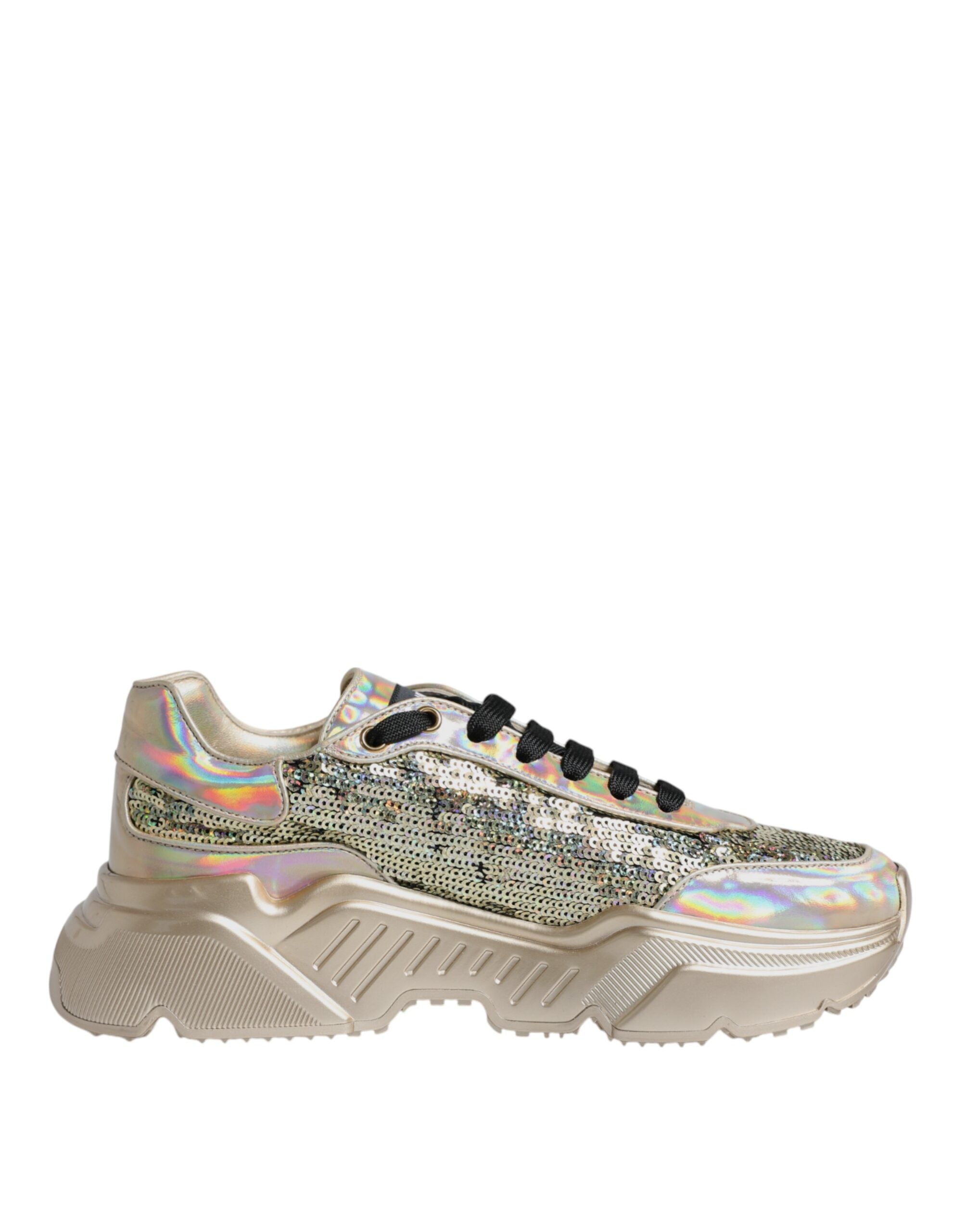 Gold Sequin Iridiscent Daymaster Sneakers Shoes - ventzia