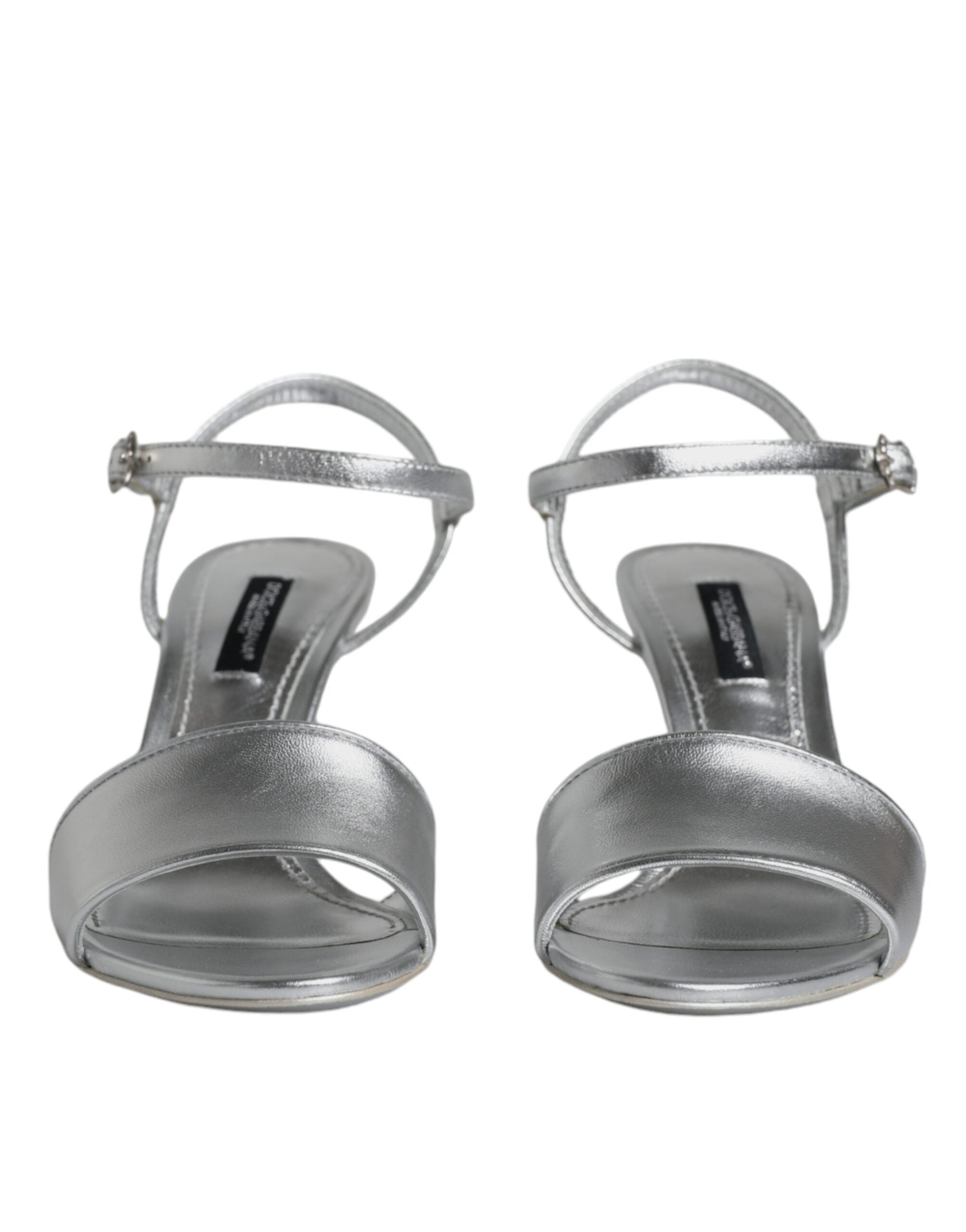 Silver KEIRA Heels Ankle Strap Sandals Shoes - ventzia