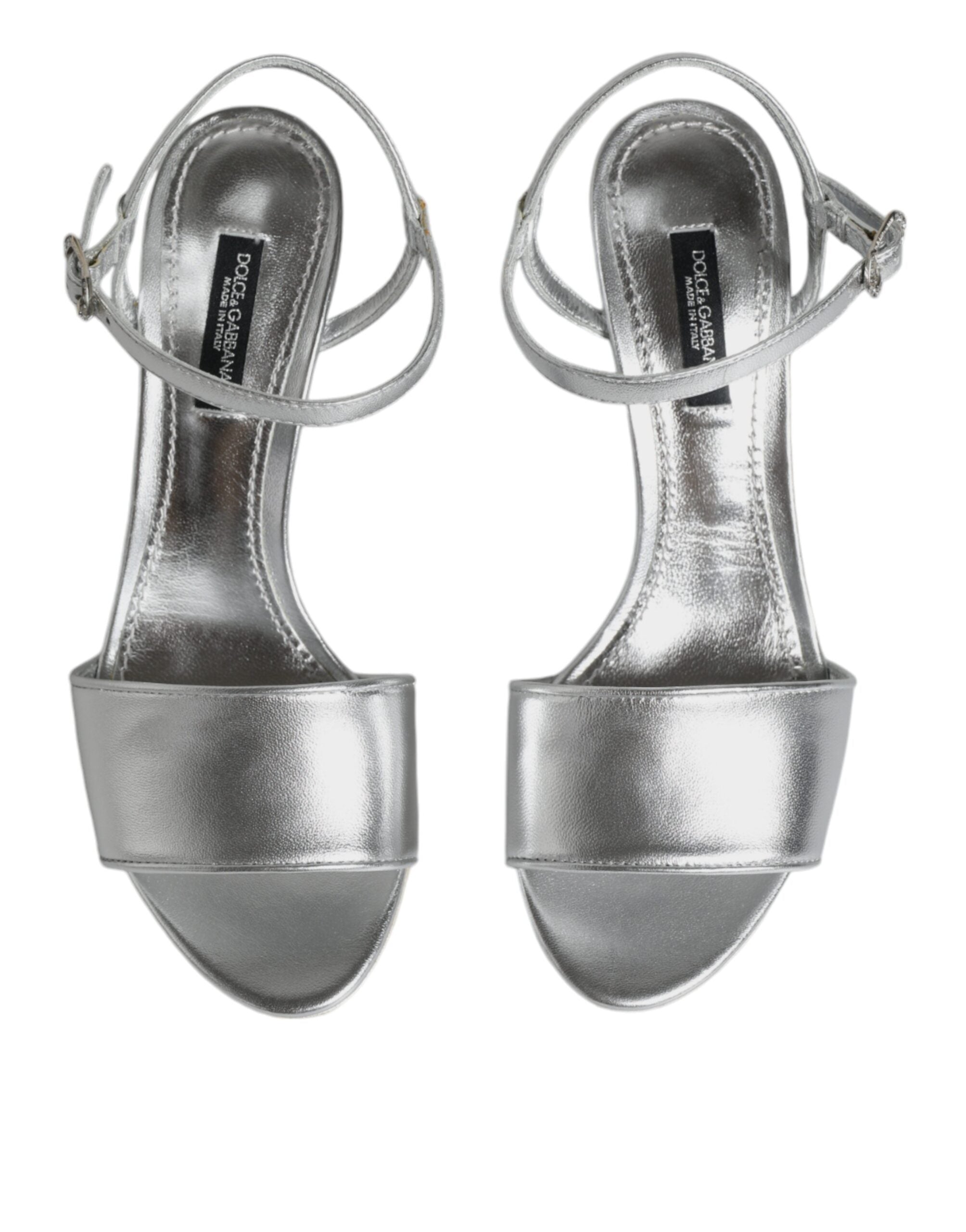 Silver KEIRA Heels Ankle Strap Sandals Shoes - ventzia