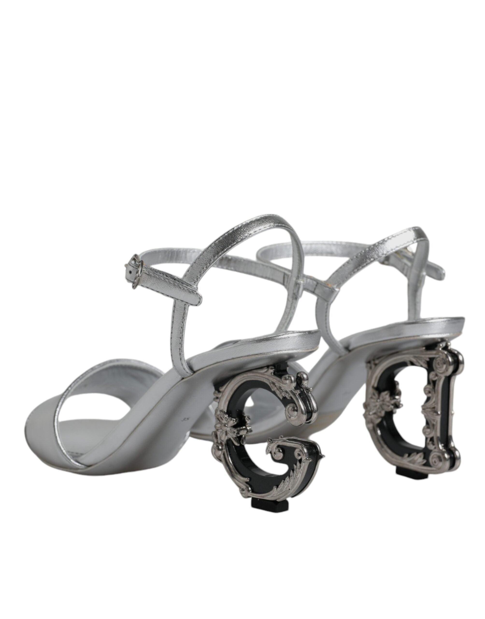 Silver KEIRA Heels Ankle Strap Sandals Shoes - ventzia