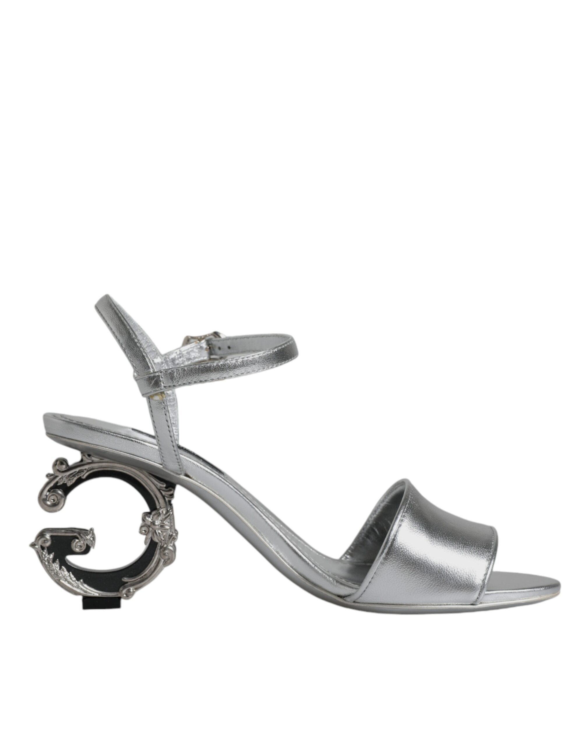 Silver KEIRA Heels Ankle Strap Sandals Shoes - ventzia