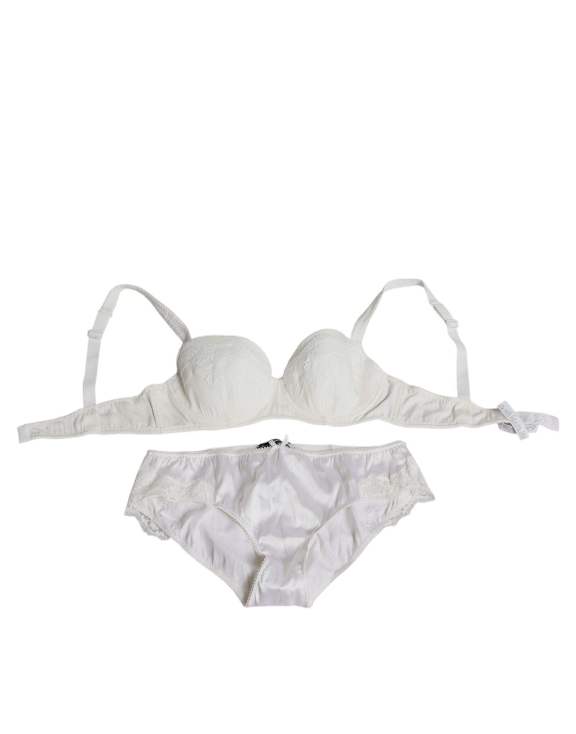 White Silk Stretch Panty Balconette Bra Underwear - ventzia
