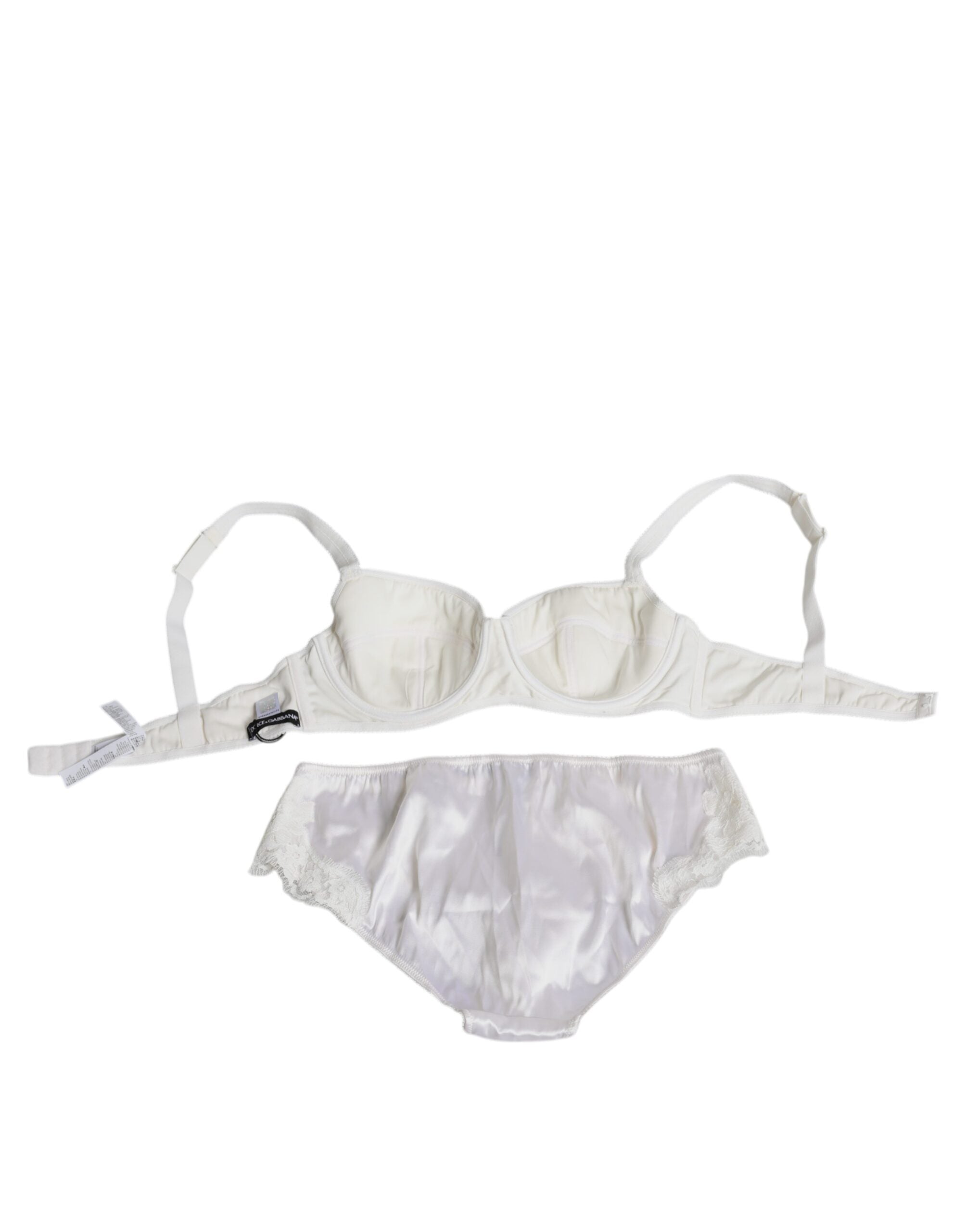 White Silk Stretch Panty Balconette Bra Underwear - ventzia