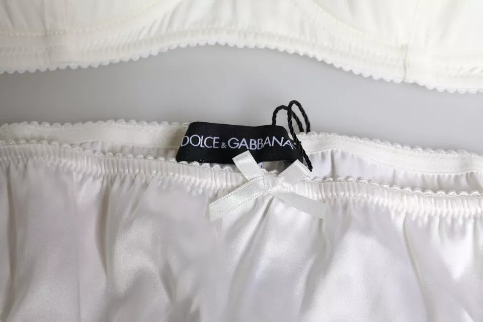 White Silk Stretch Panty Balconette Bra Underwear - ventzia