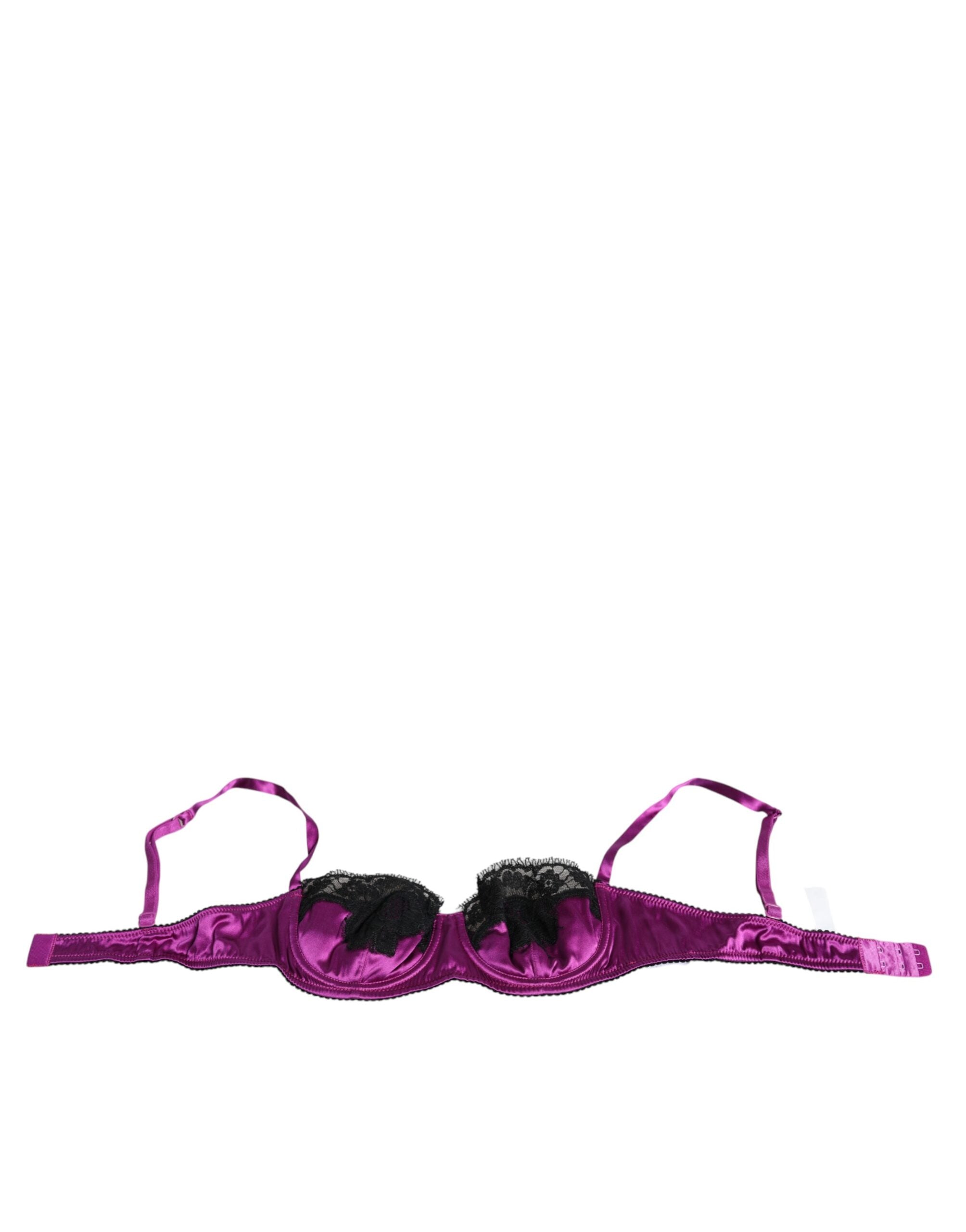 Purple Silk Underwired Balconette Bra Underwear - ventzia