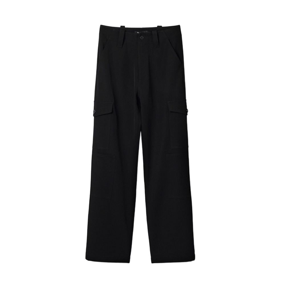 Black Polyester Cropped Pant - ventzia