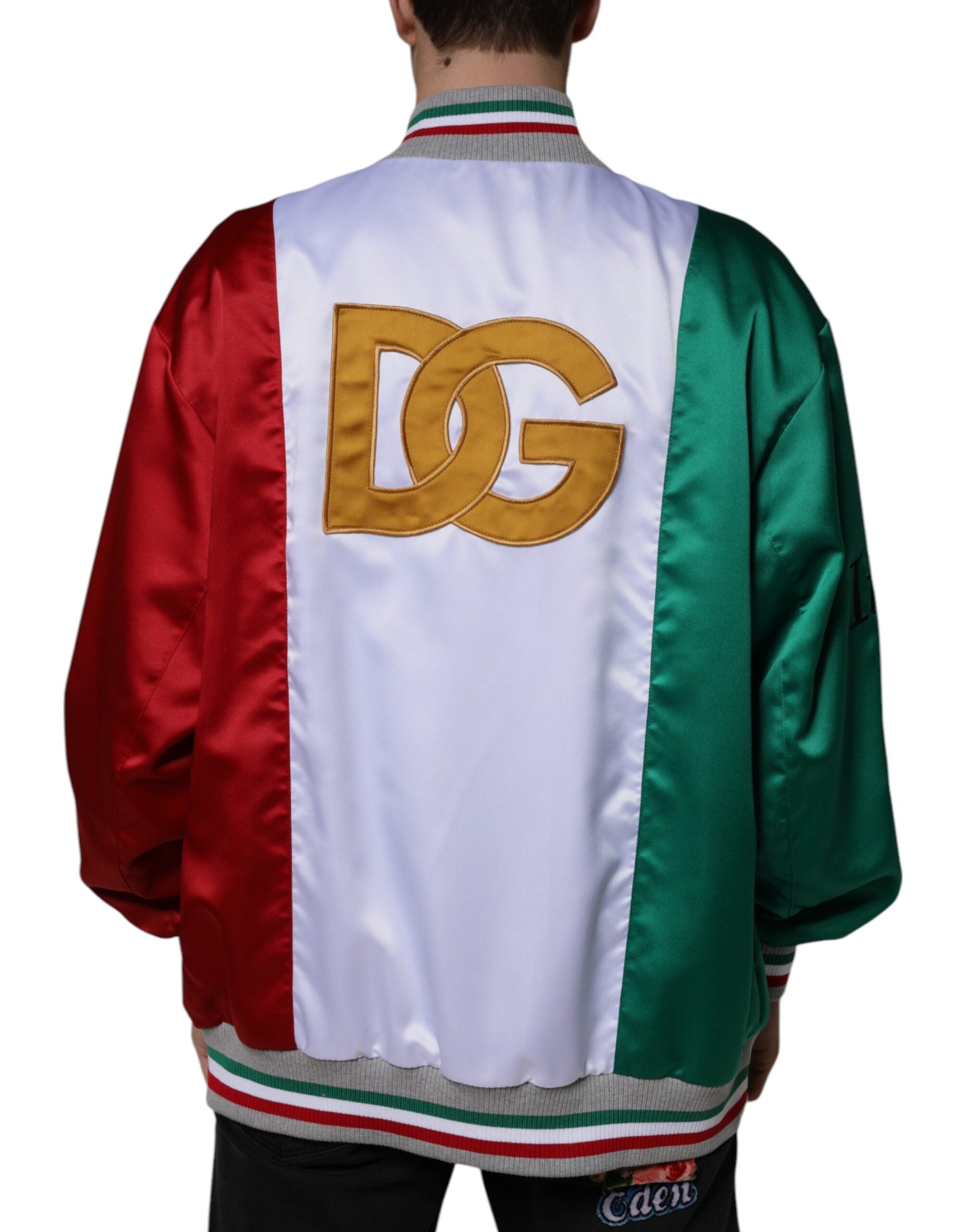 Multicolor Italia Button Down Bomber Jacket - ventzia